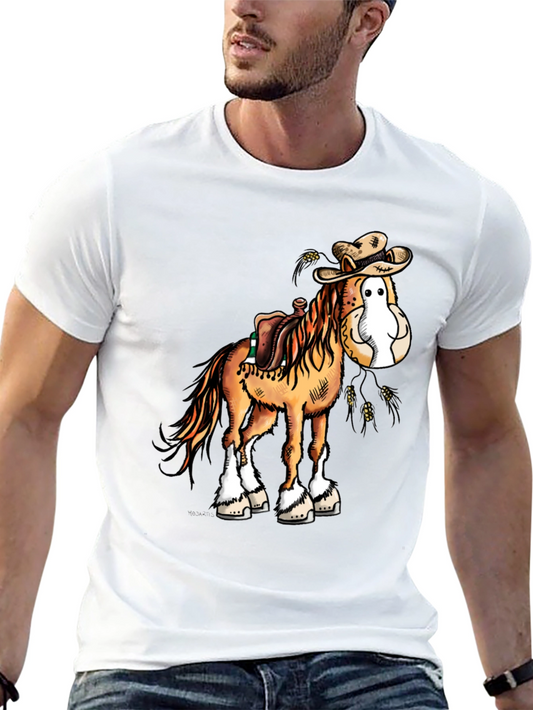 Funny Cartoon Horse Cowboy Graphic Tee