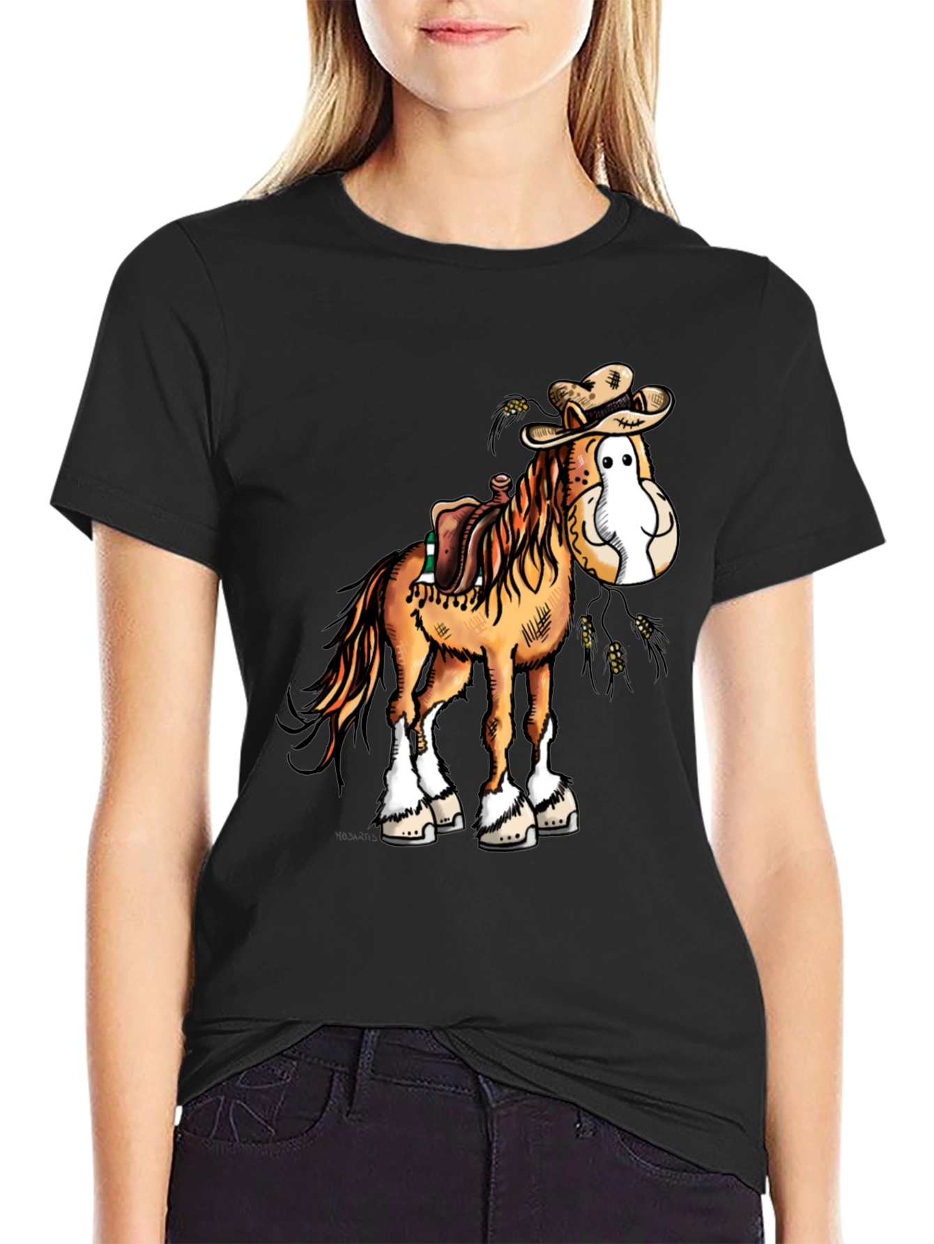 Funny Cartoon Horse Cowboy Graphic Tee