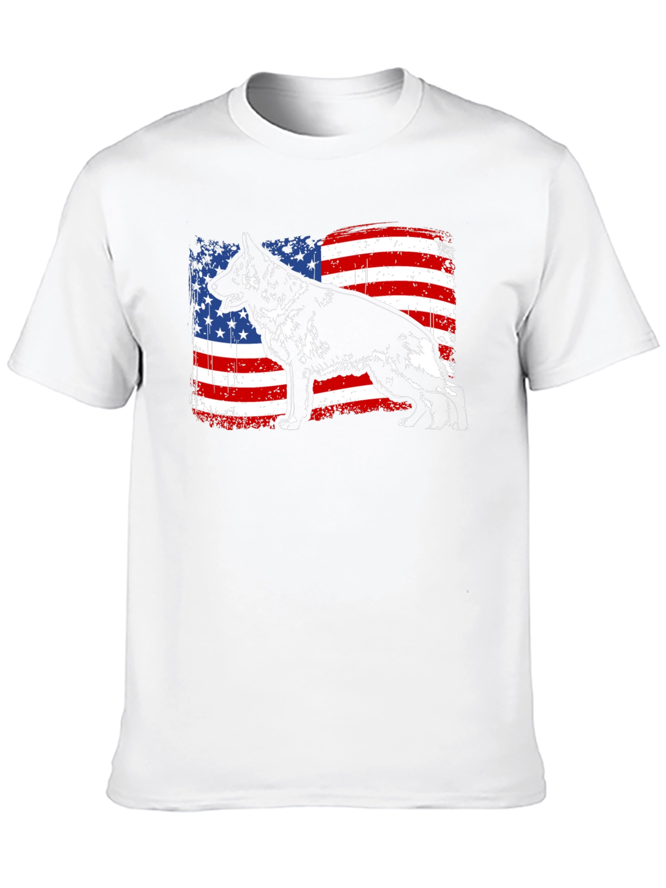 German Shepherd American Flag T-Shirt