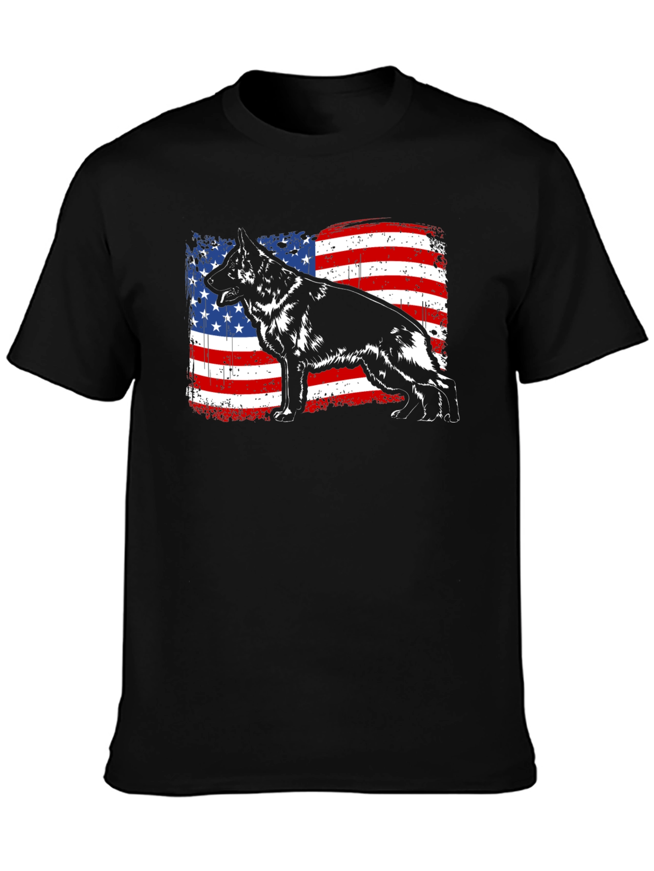 German Shepherd American Flag T-Shirt