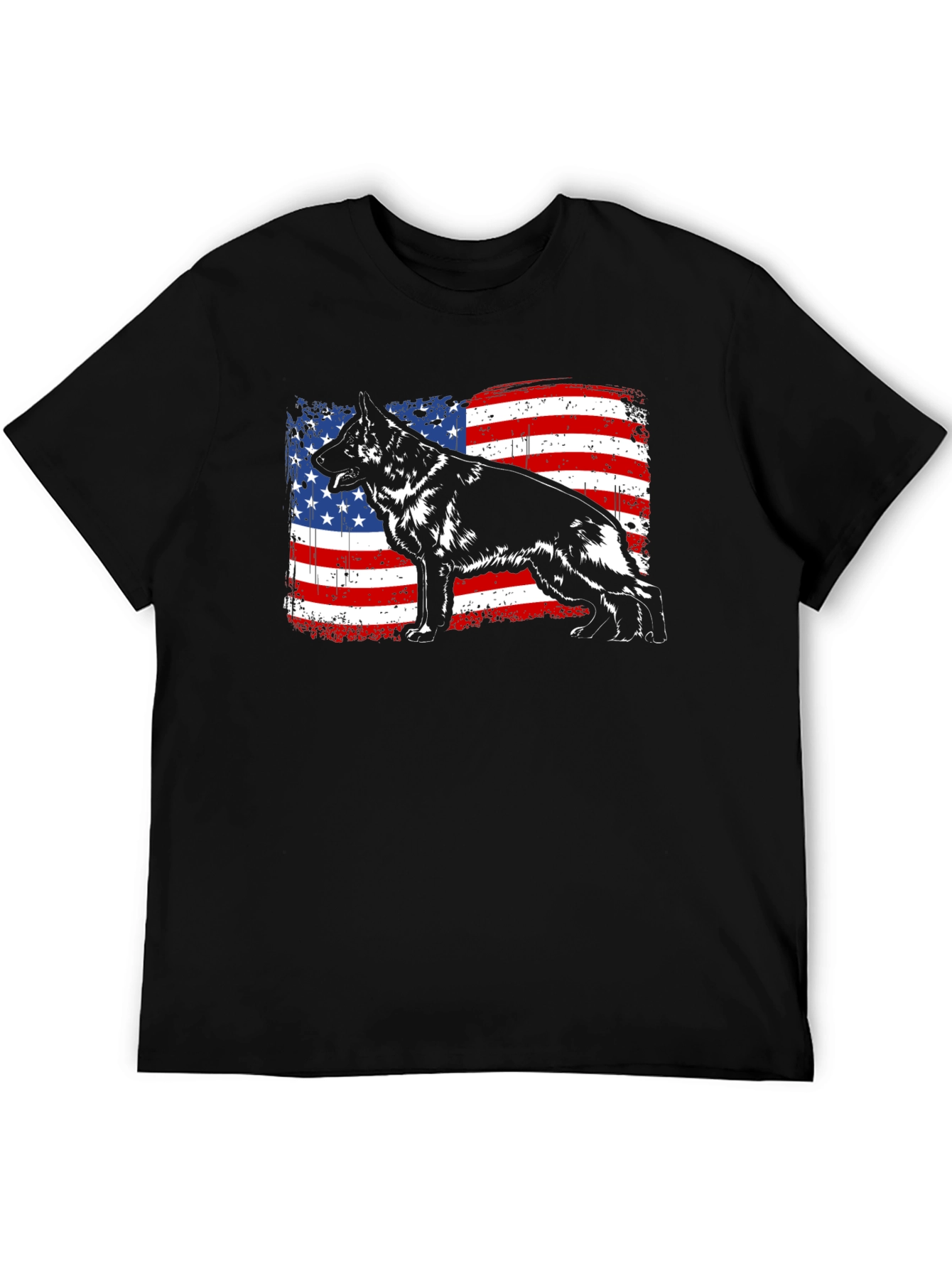 German Shepherd American Flag T-Shirt