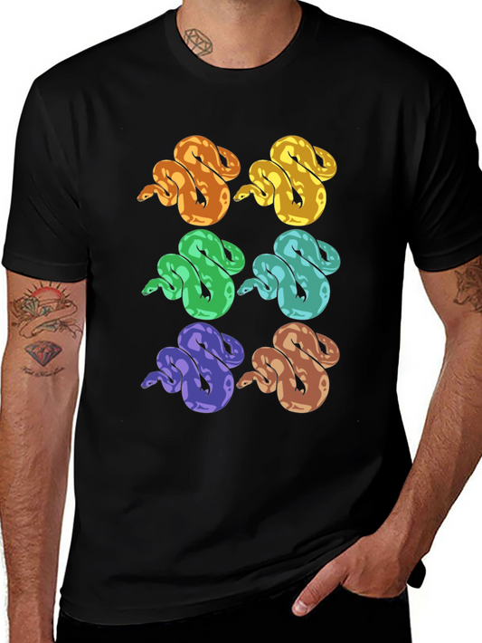 Colorful Snake Print T-Shirt - Unique Reptile Design