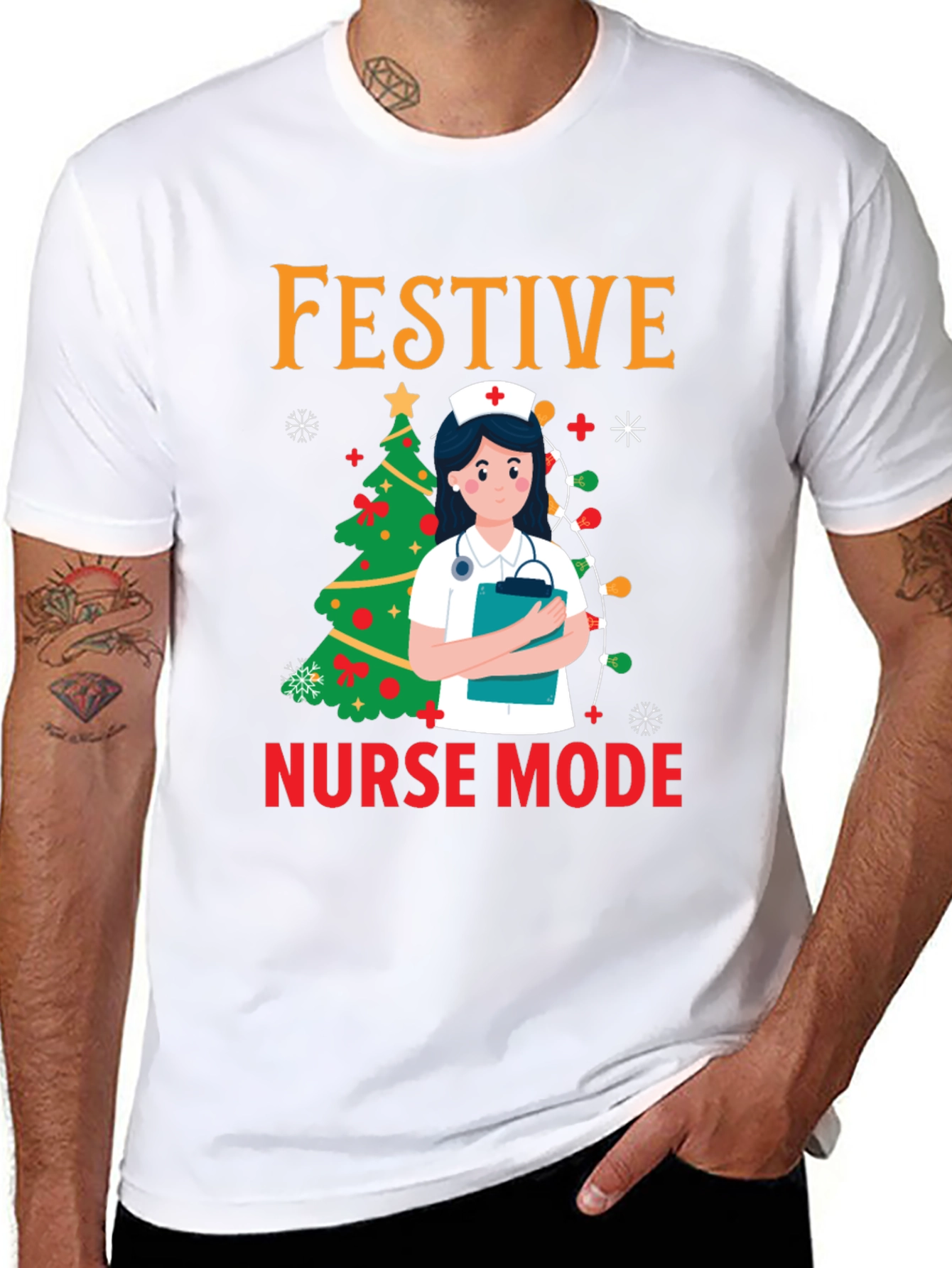Festive Nurse Mode Christmas T-Shirt