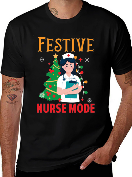 Festive Nurse Mode Christmas T-Shirt