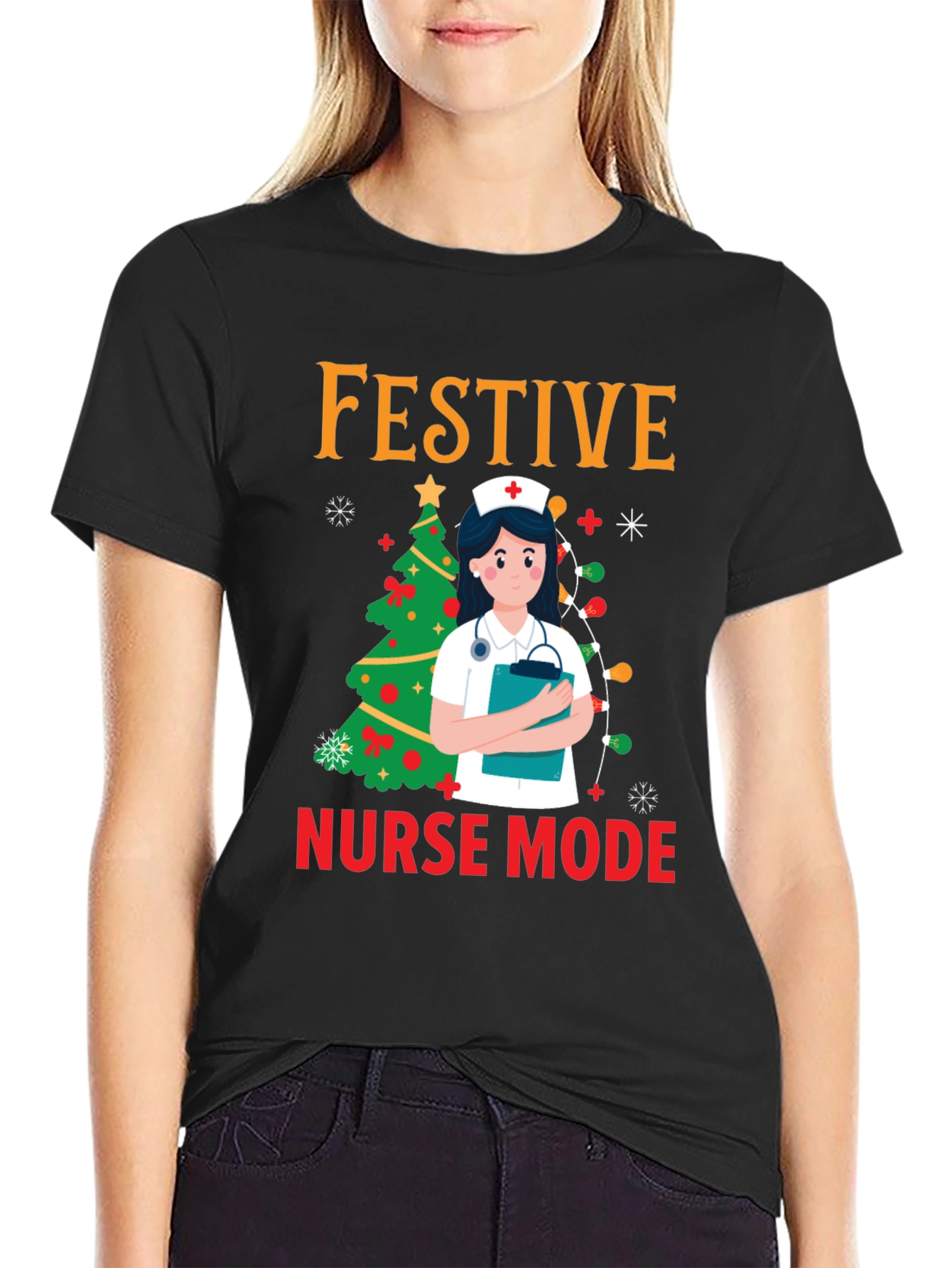 Festive Nurse Mode Christmas T-Shirt