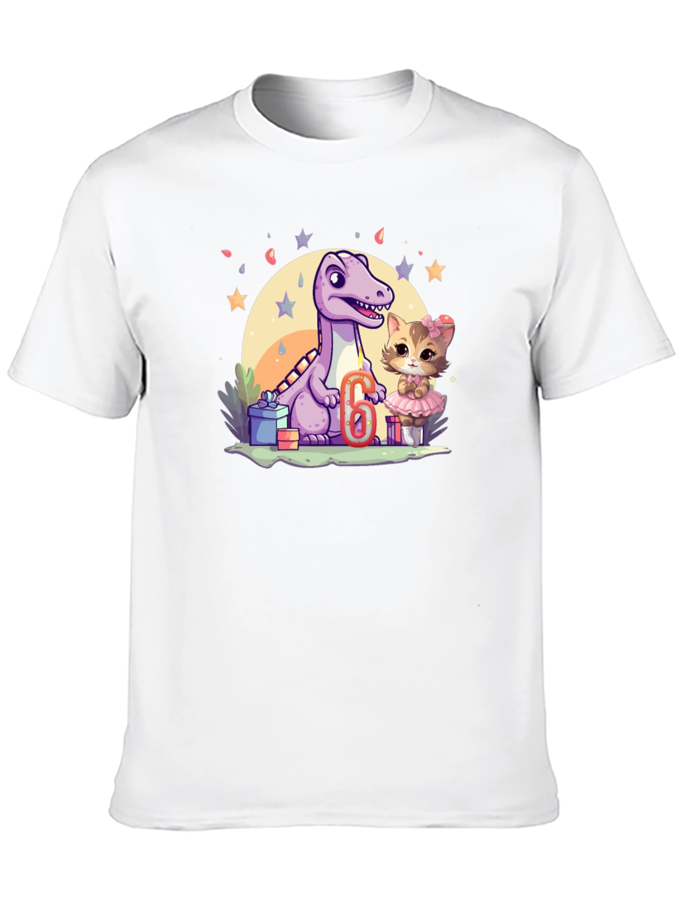 Dinosaur & Cat Birthday T-Shirt