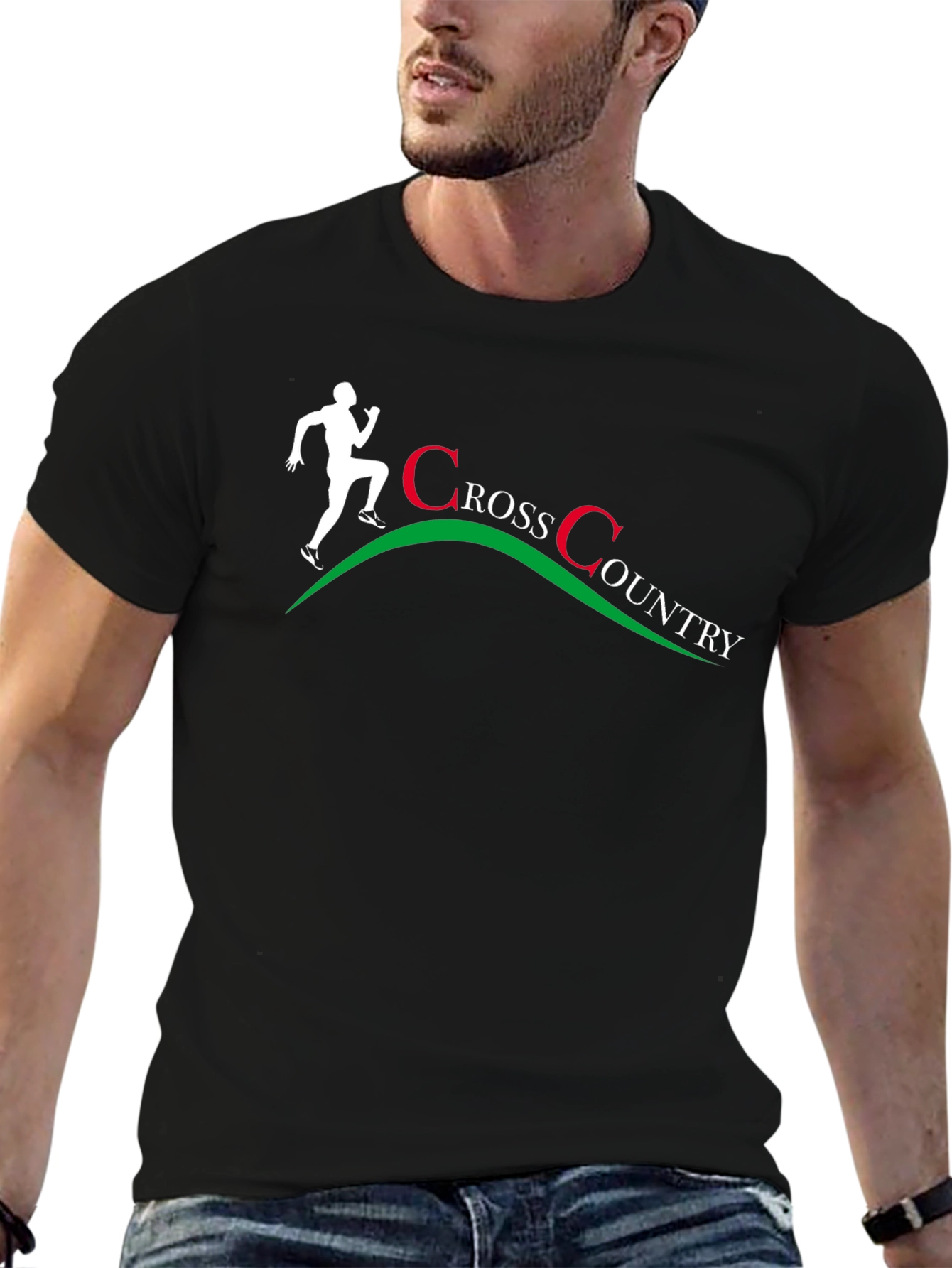 Cross Country Runner Graphic T-Shirt - Black