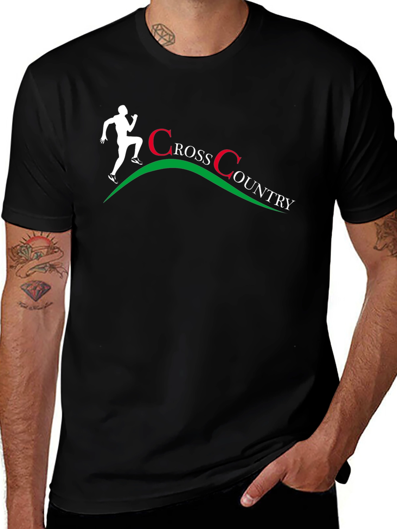 Cross Country Runner Graphic T-Shirt - Black