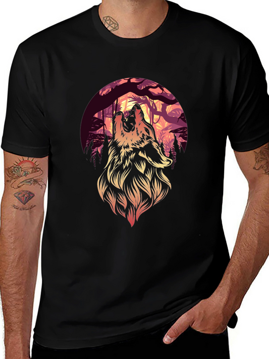 Wolf Howl Graphic Tee - Black Cotton T-Shirt