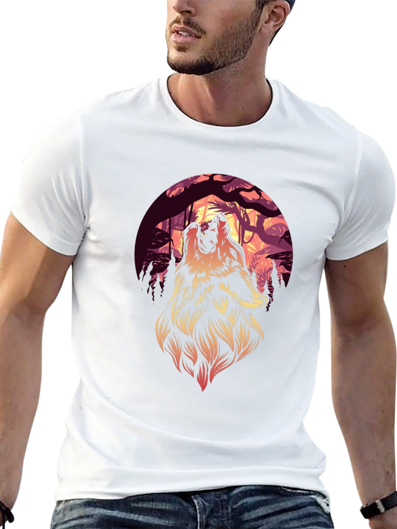Wolf Howl Graphic Tee - Black Cotton T-Shirt