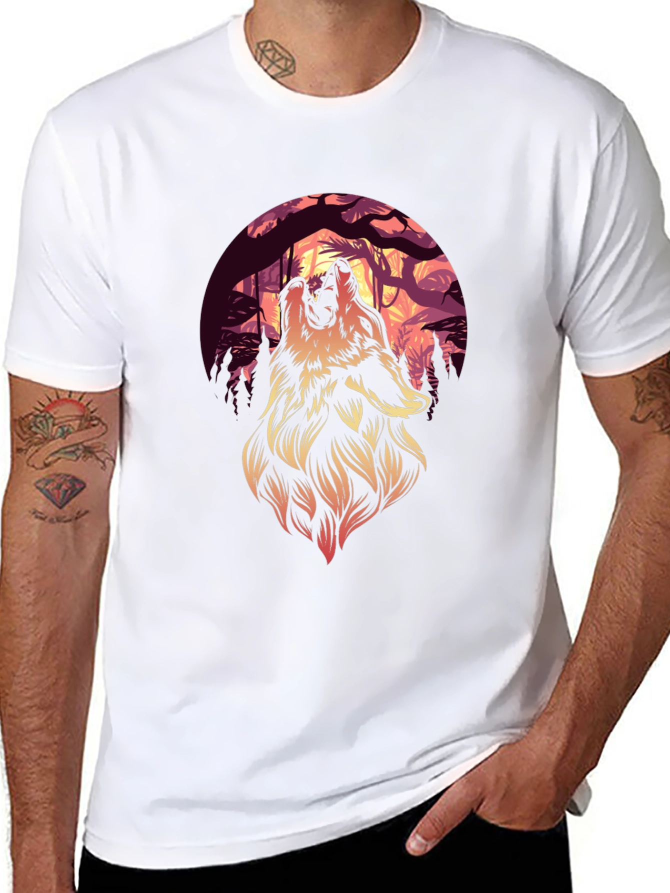 Wolf Howl Graphic Tee - Black Cotton T-Shirt