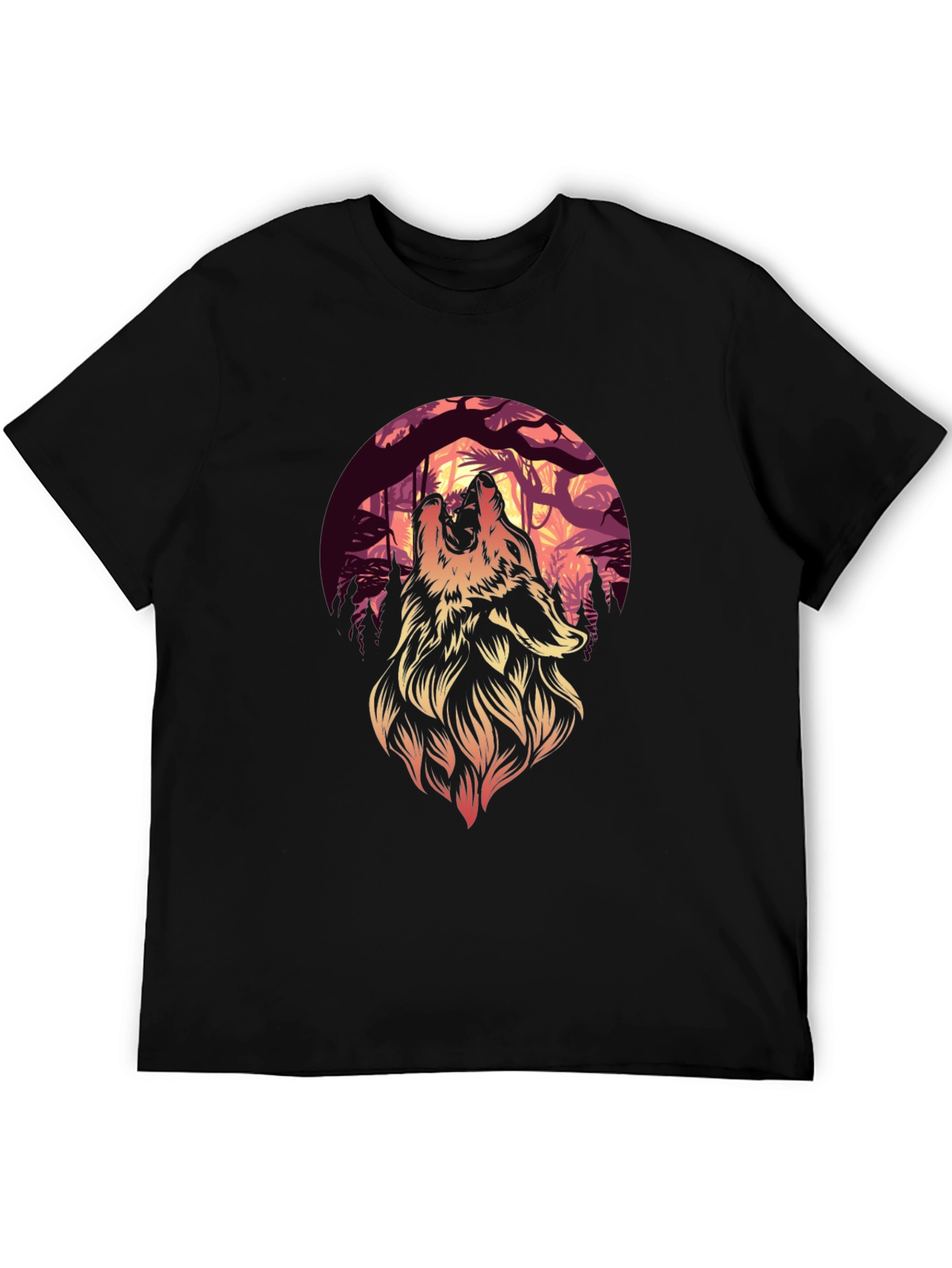 Wolf Howl Graphic Tee - Black Cotton T-Shirt