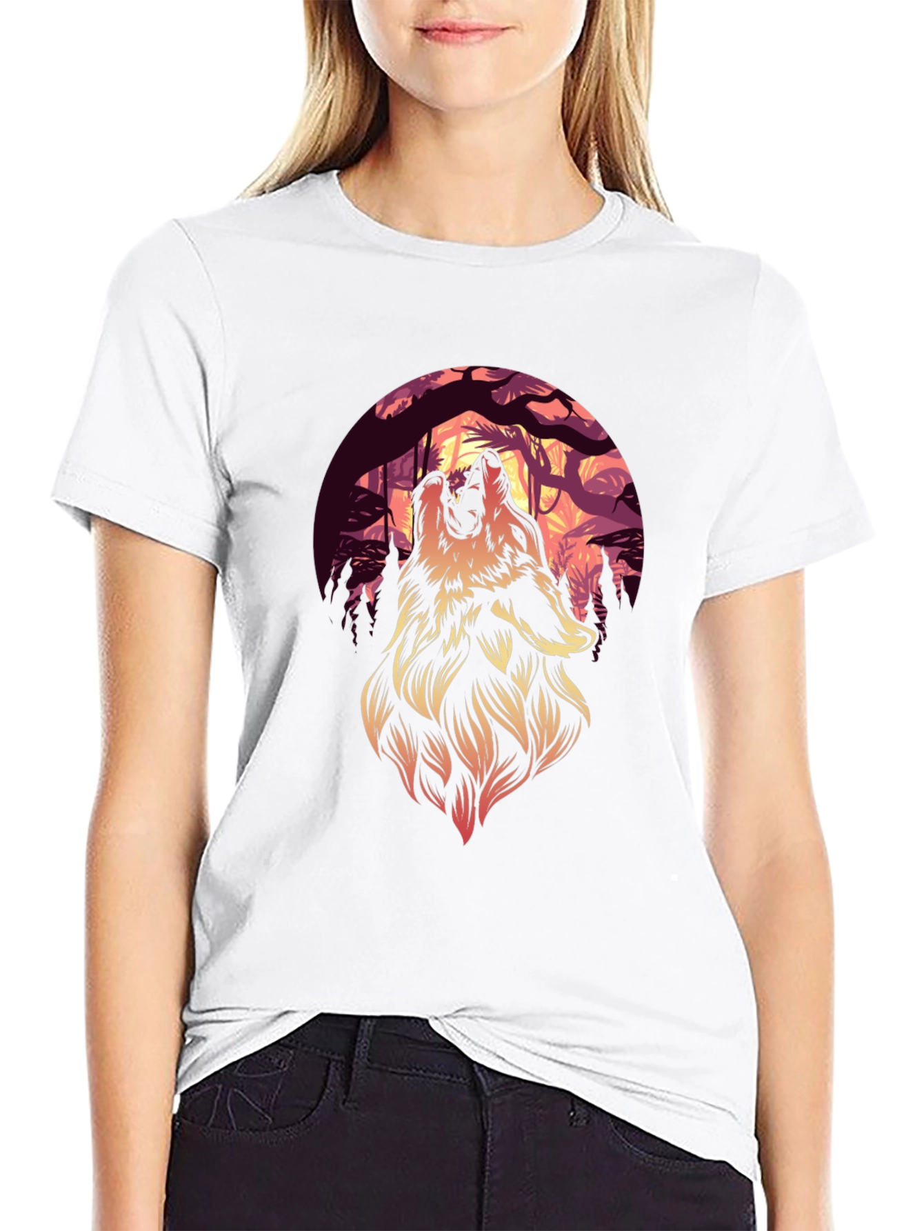 Wolf Howl Graphic Tee - Black Cotton T-Shirt