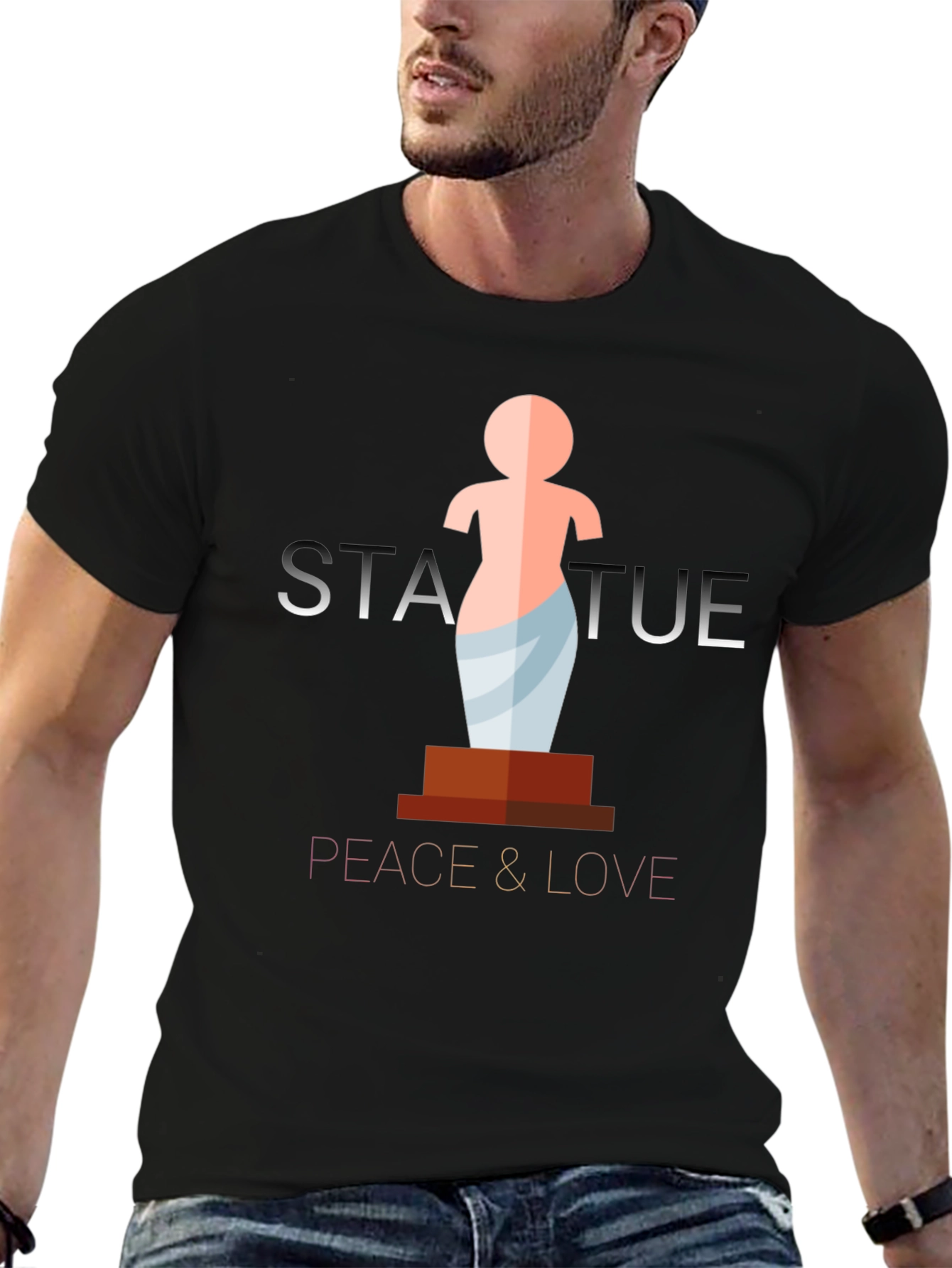 Statue Peace & Love Graphic Tee - Black