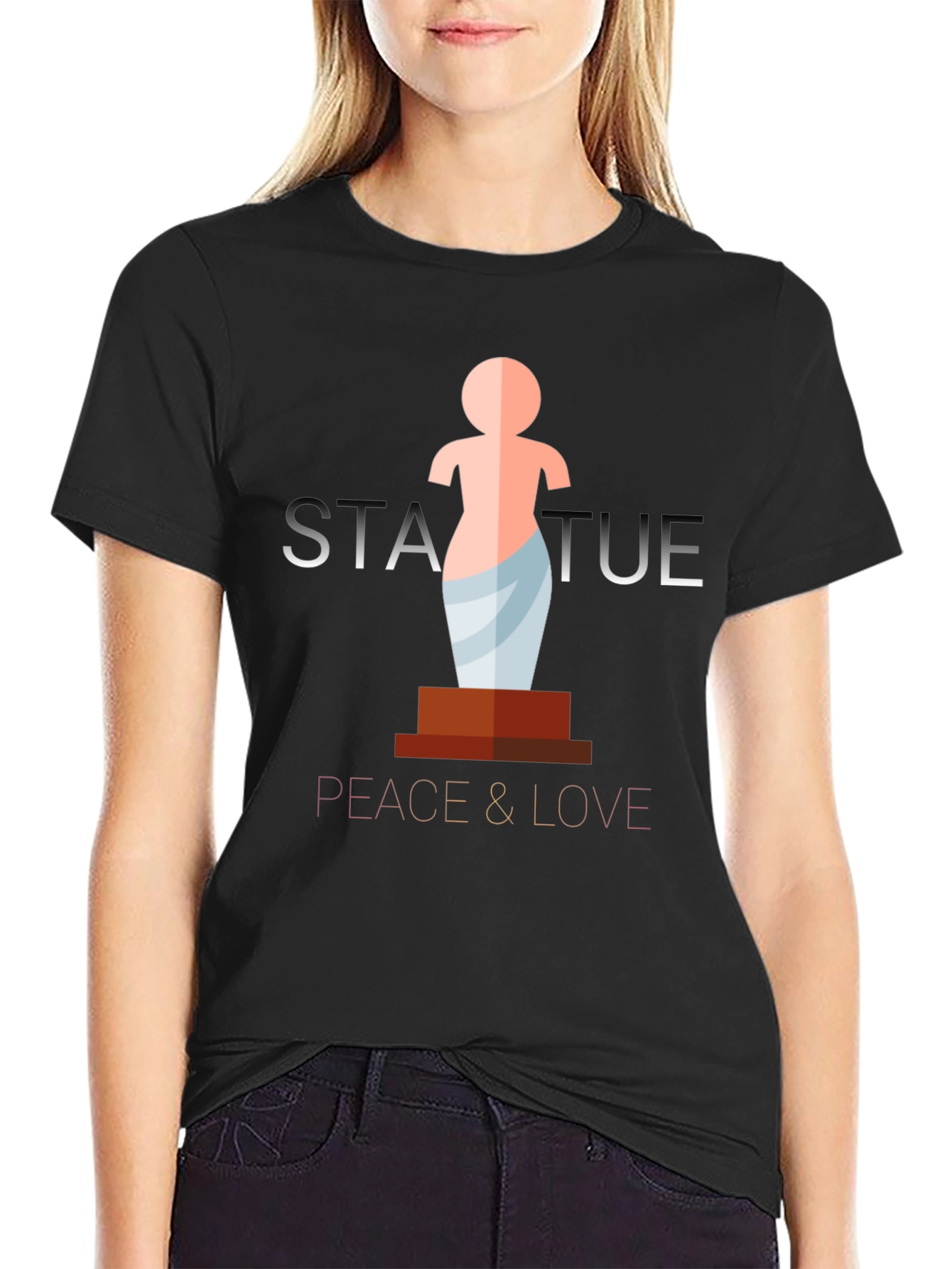 Statue Peace & Love Graphic Tee - Black