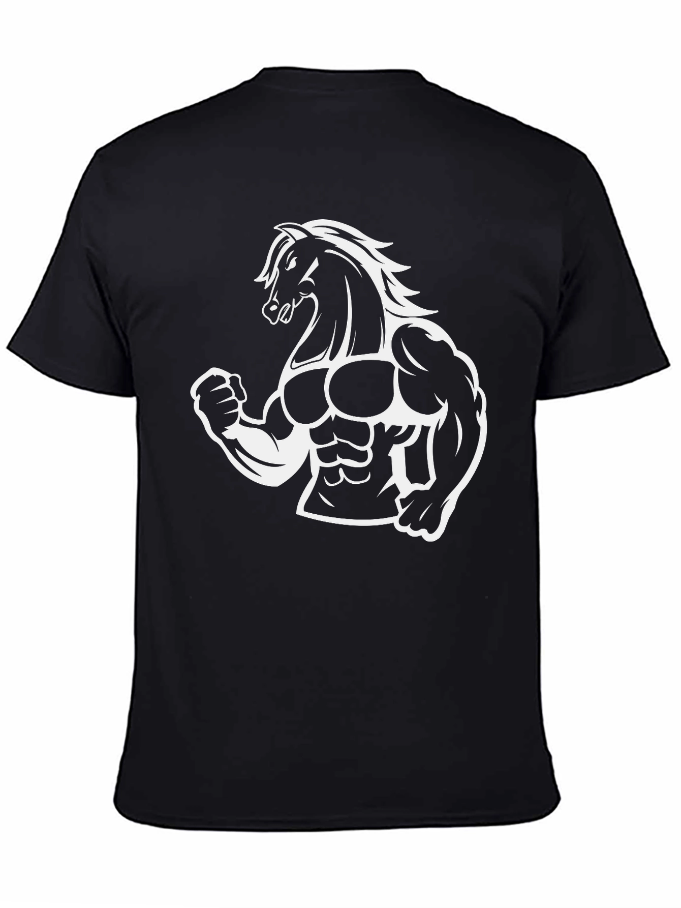 Muscle Horse Graphic Tee - Black Cotton T-Shirt