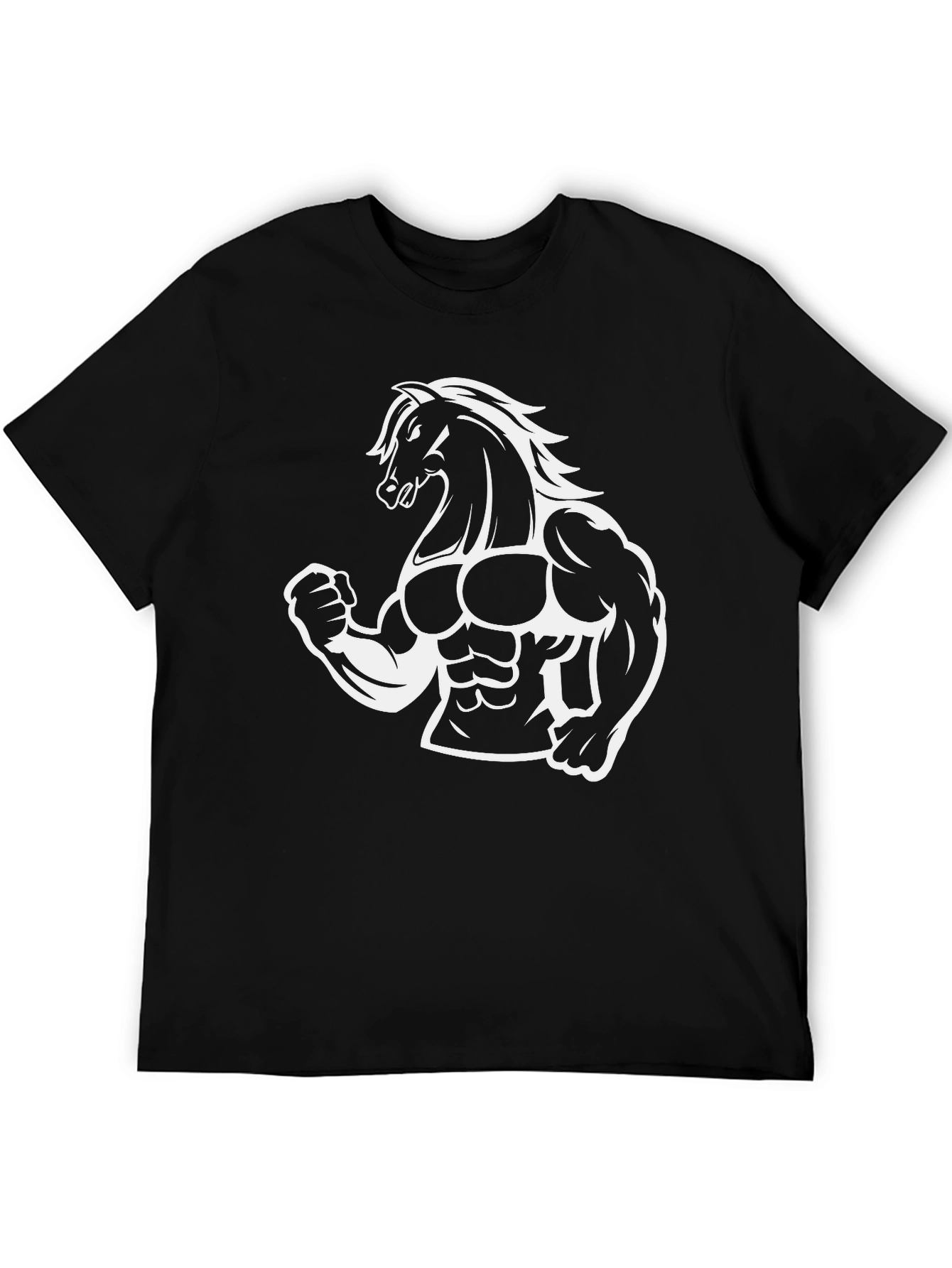Muscle Horse Graphic Tee - Black Cotton T-Shirt