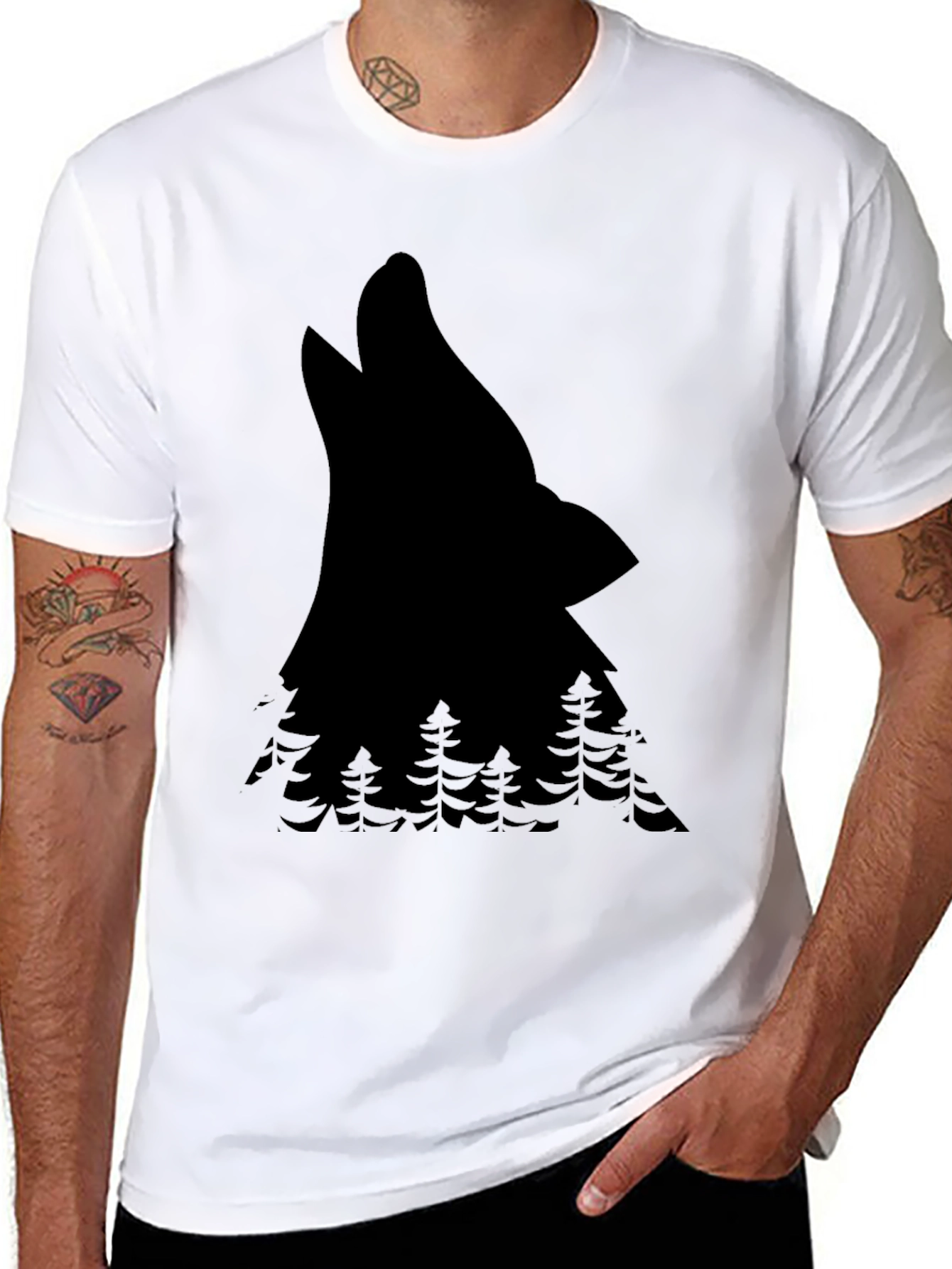 Wolf & Forest Graphic Tee - Black