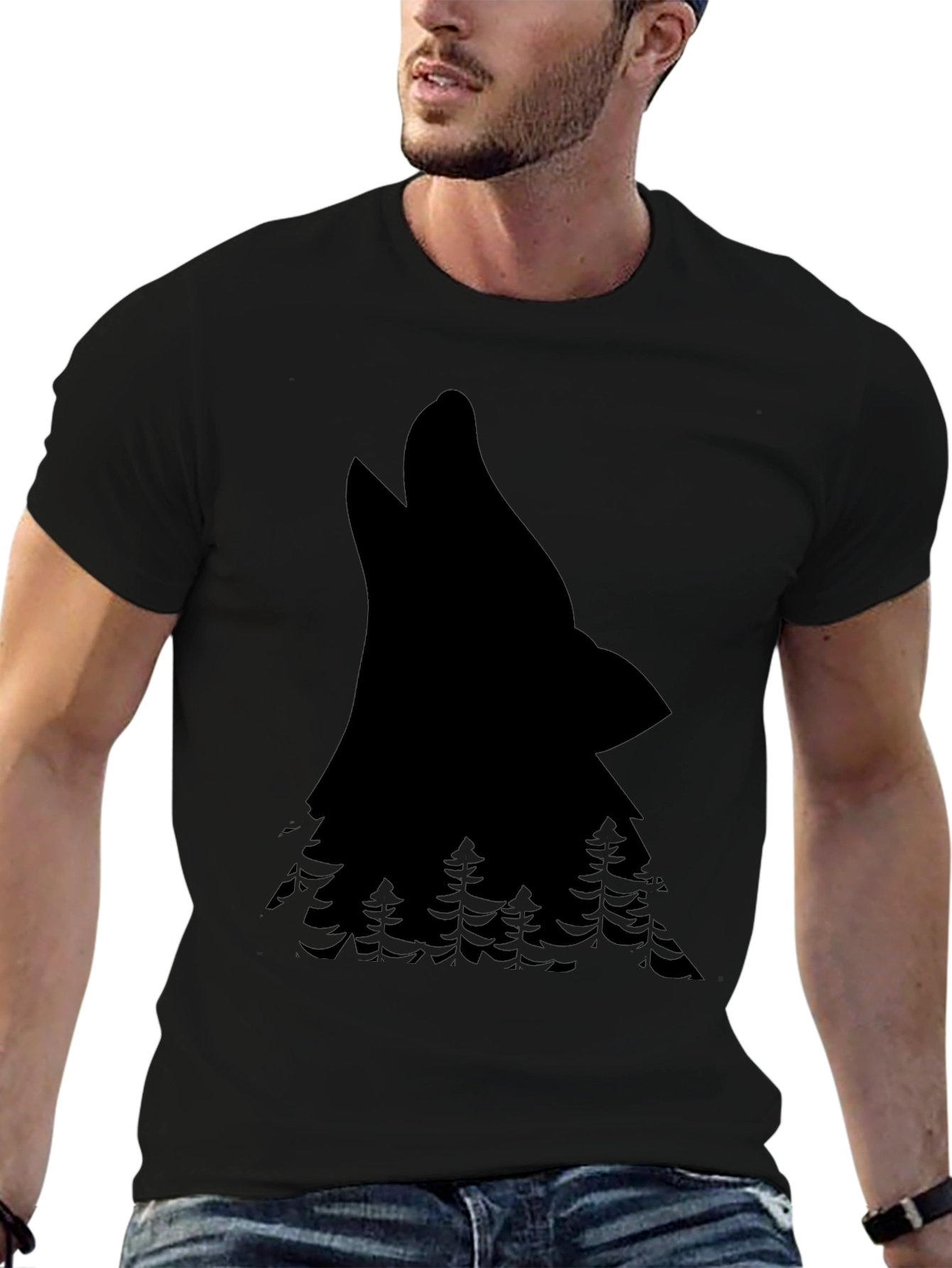 Wolf & Forest Graphic Tee - Black