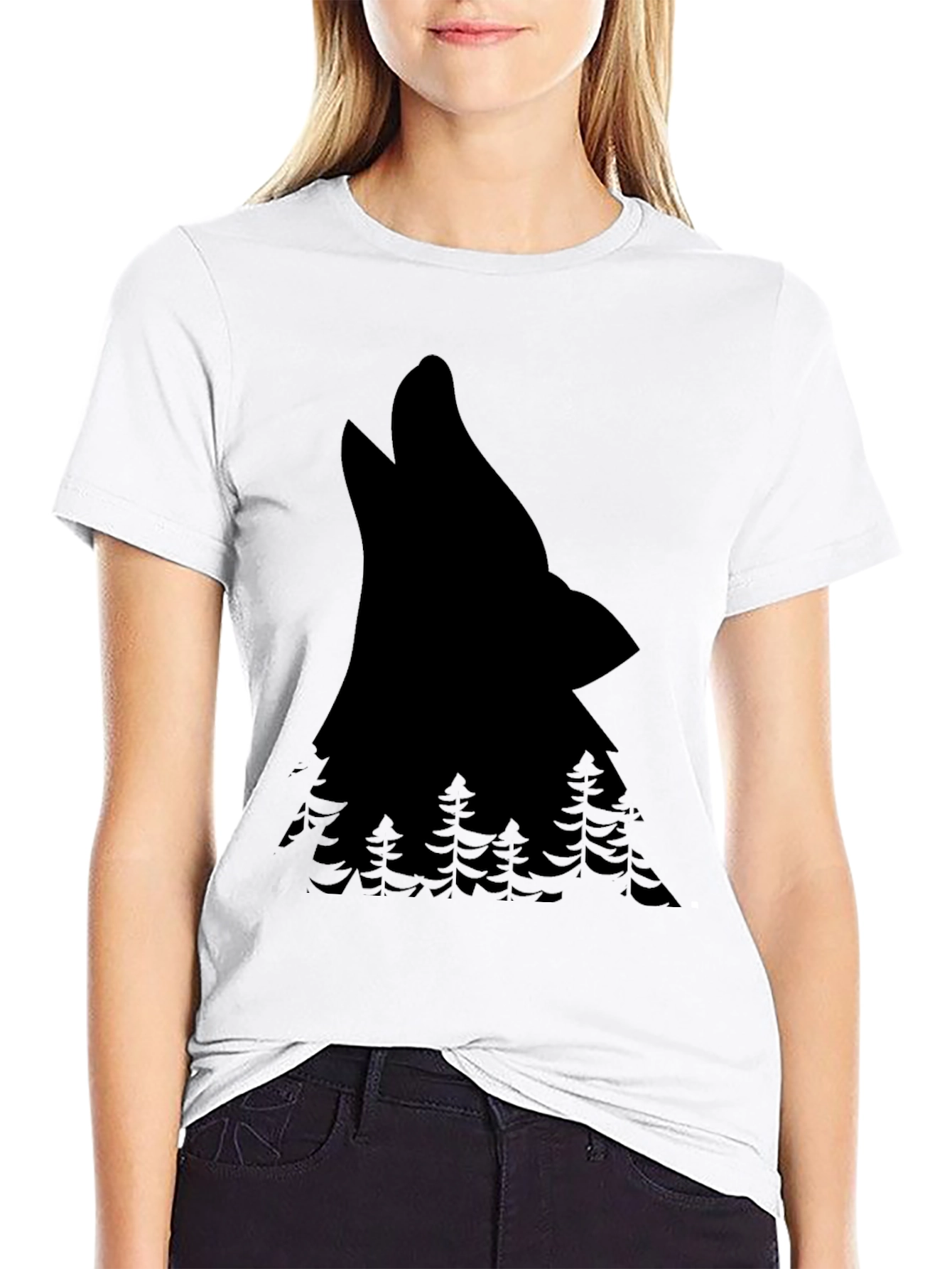 Wolf & Forest Graphic Tee - Black