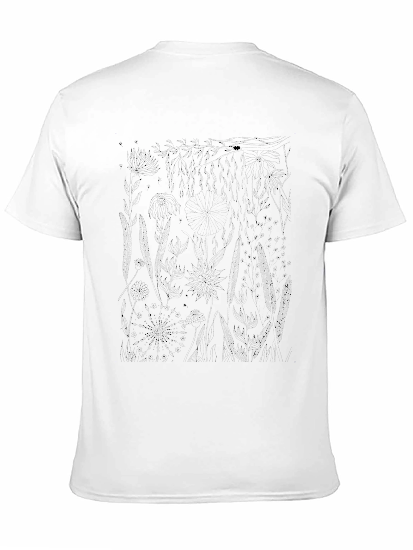 Botanical Print Black T-Shirt - Nature Inspired