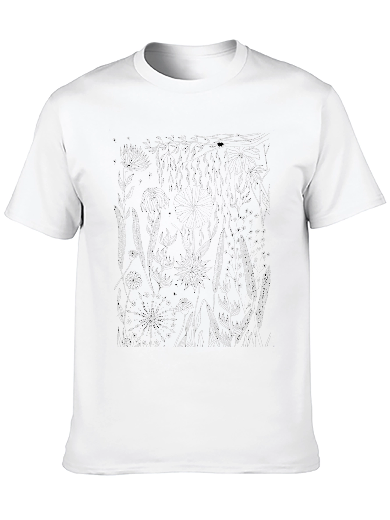 Botanical Print Black T-Shirt - Nature Inspired
