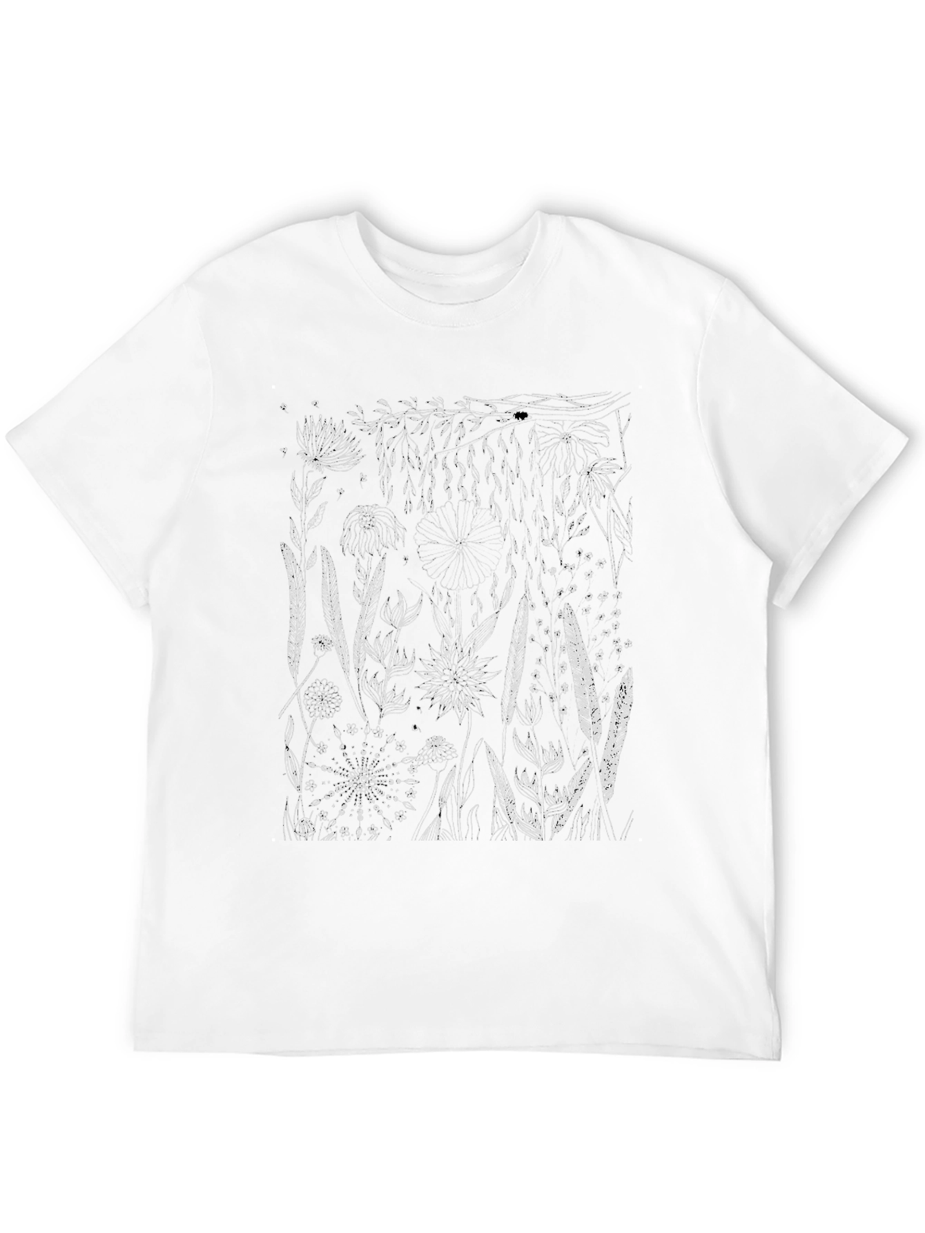 Botanical Print Black T-Shirt - Nature Inspired