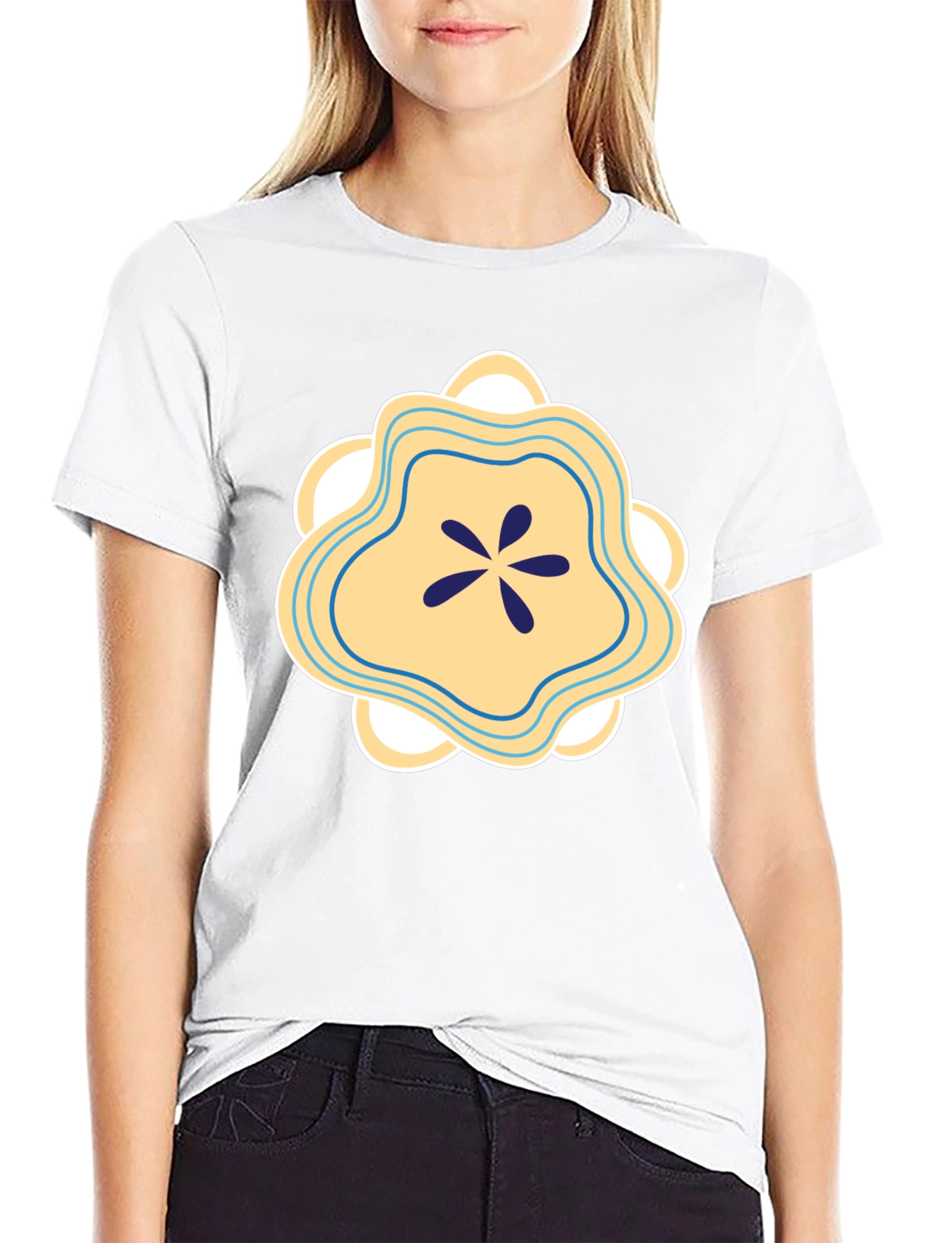 Abstract Floral Graphic Tee - Stylish Cotton Blend