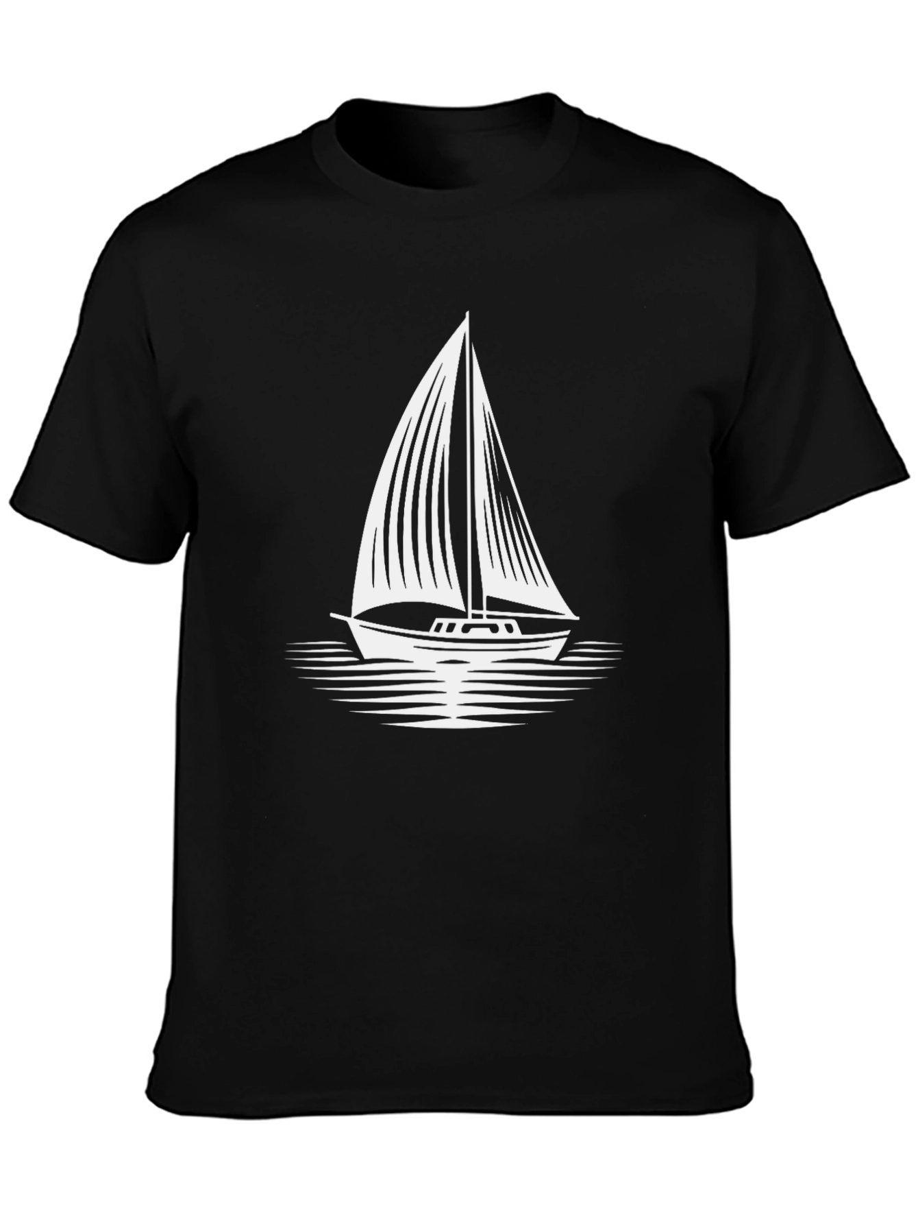 Sailboat Graphic T-Shirt - Black Cotton Tee
