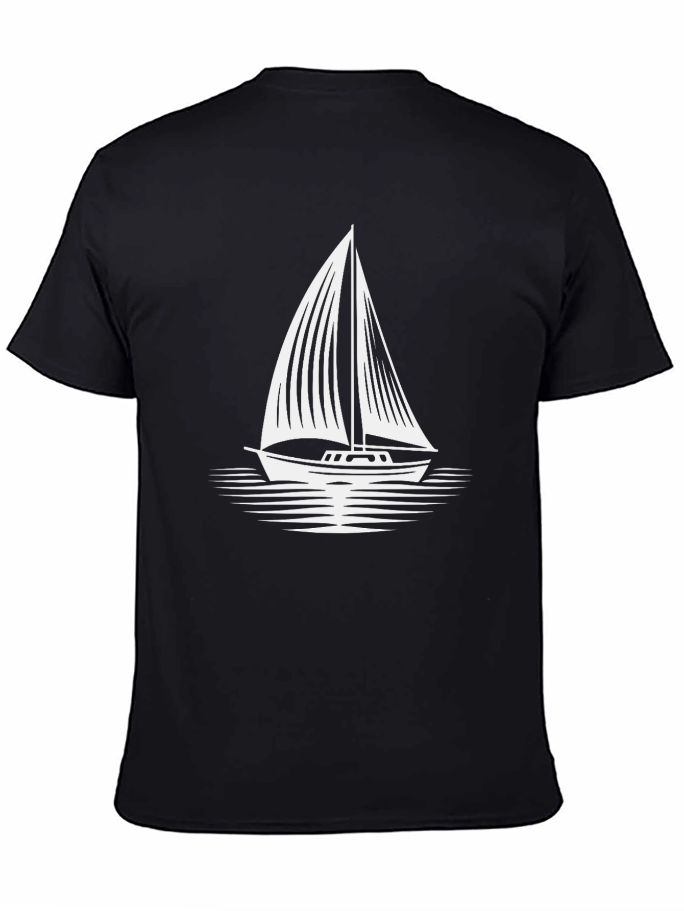 Sailboat Graphic T-Shirt - Black Cotton Tee