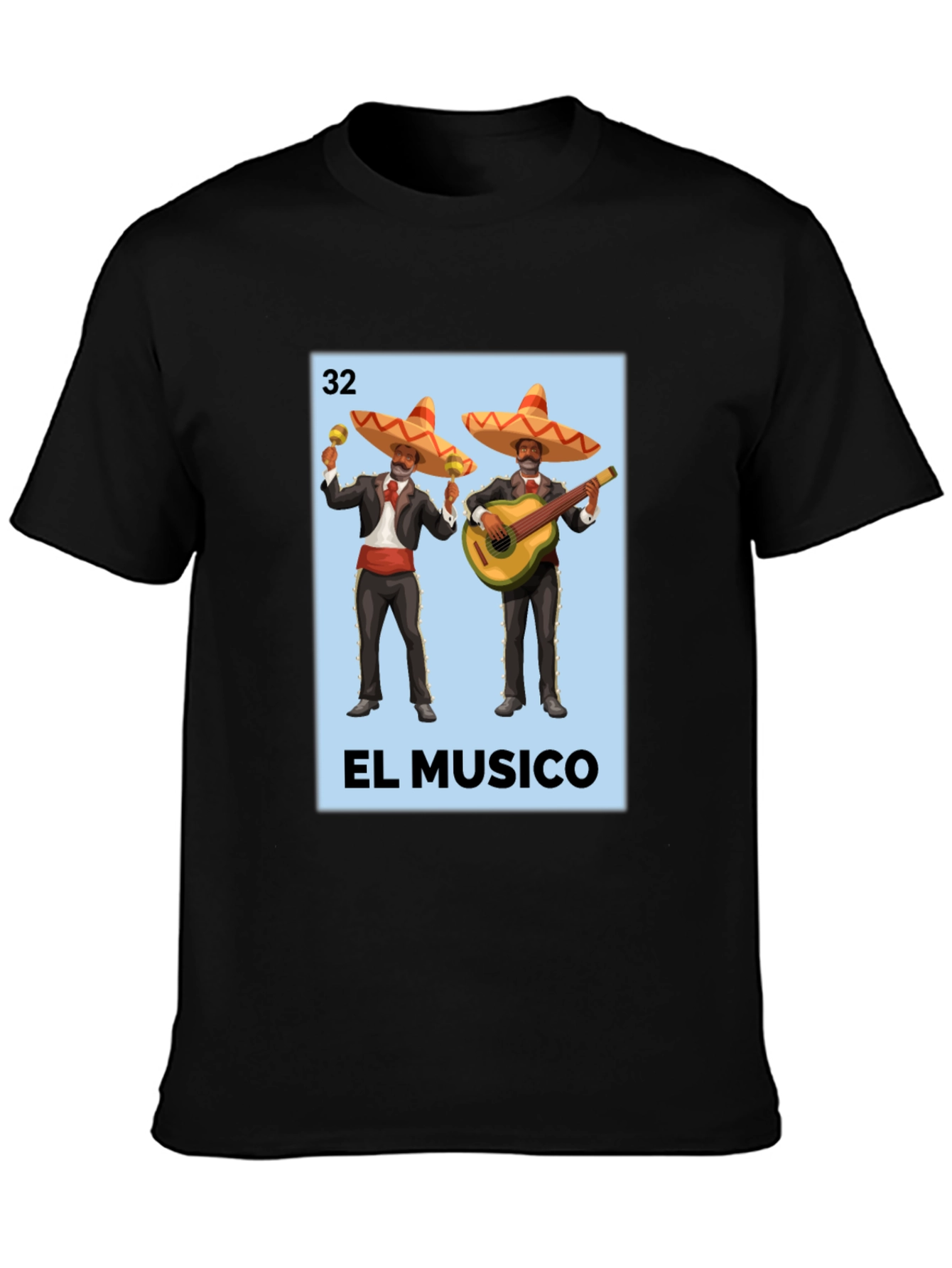 El Musico Loteria T-Shirt - Black Cotton Tee