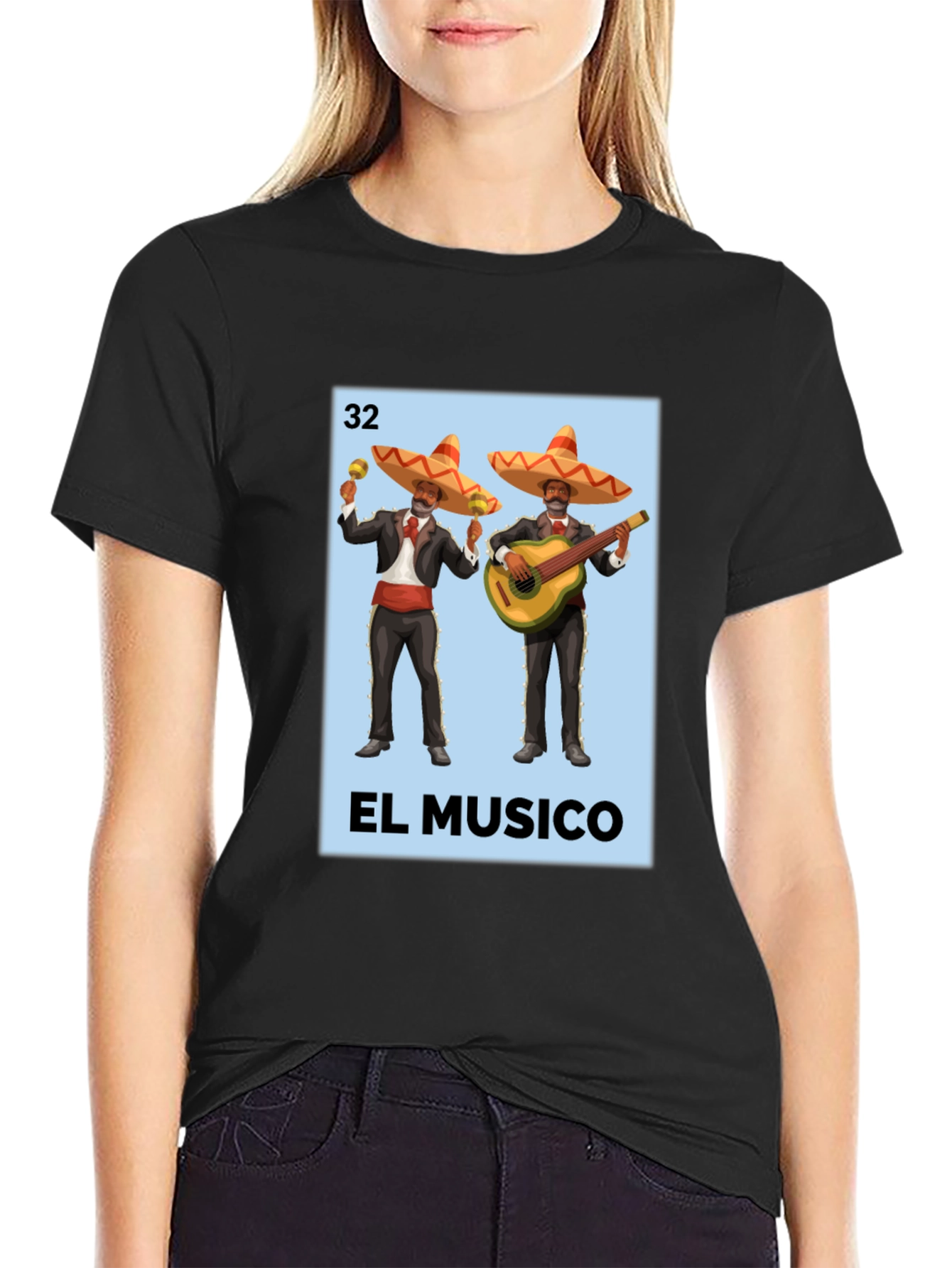El Musico Loteria T-Shirt - Black Cotton Tee