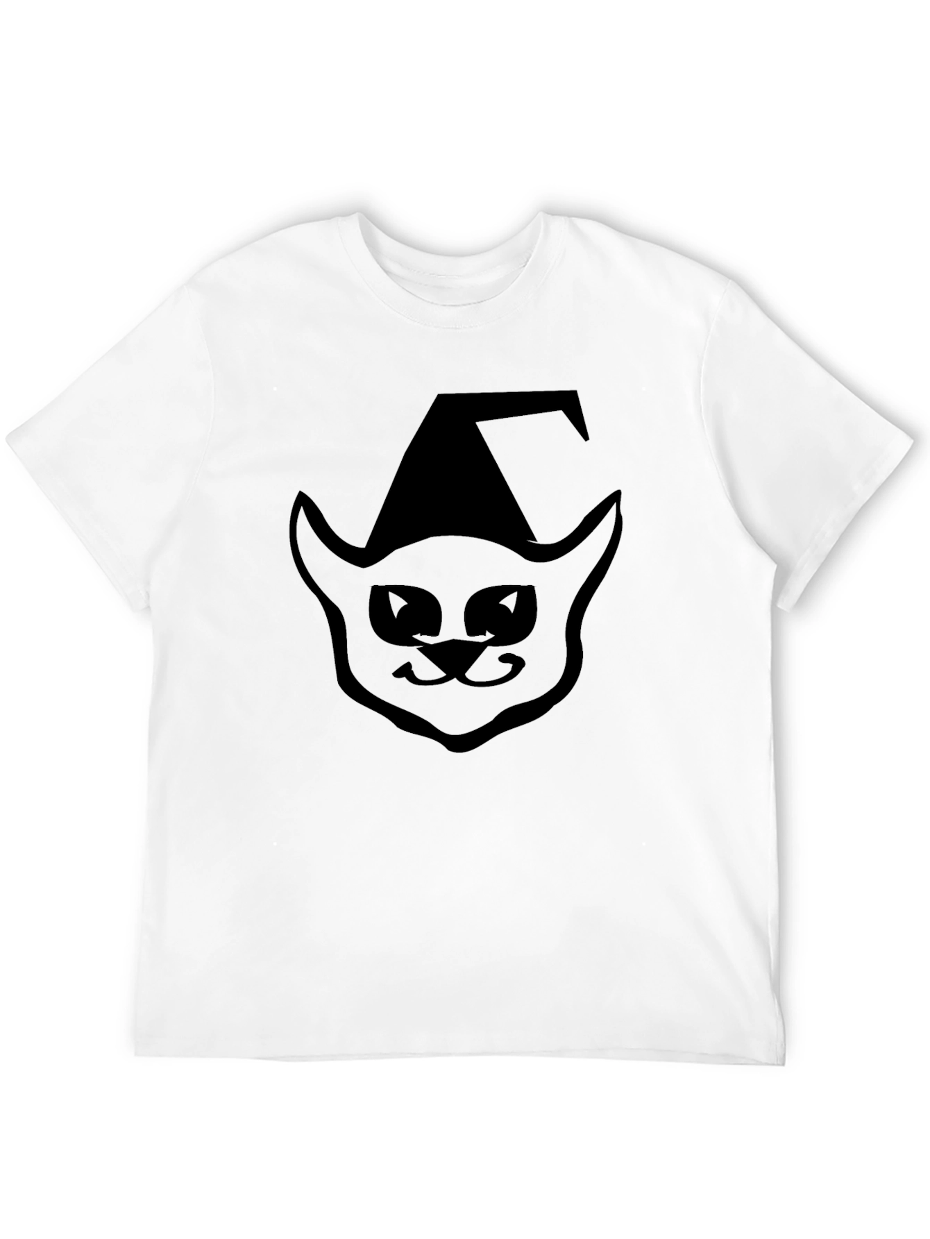 Halloween Cat Witch T-Shirt - Black Cotton Tee