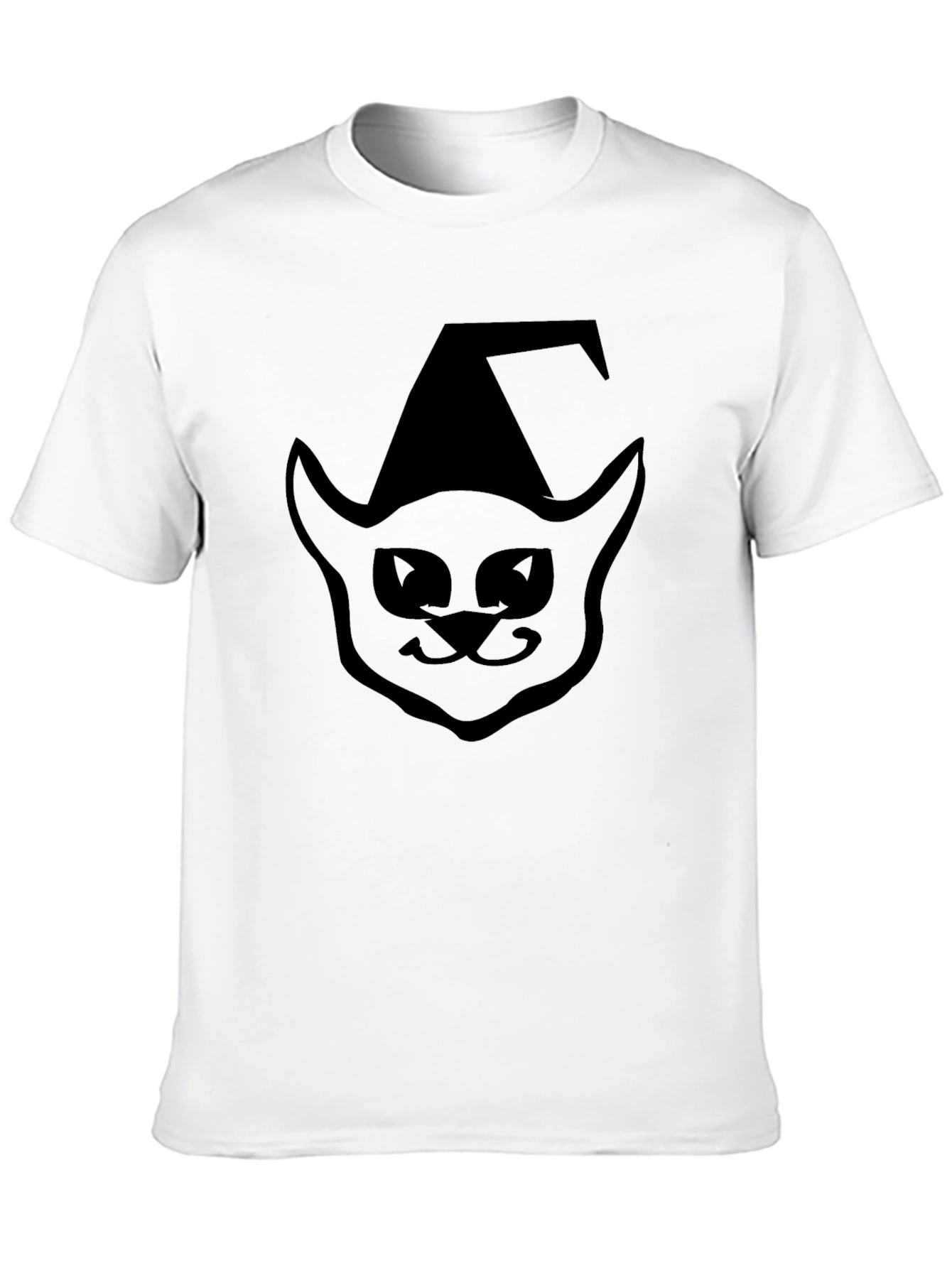 Halloween Cat Witch T-Shirt - Black Cotton Tee