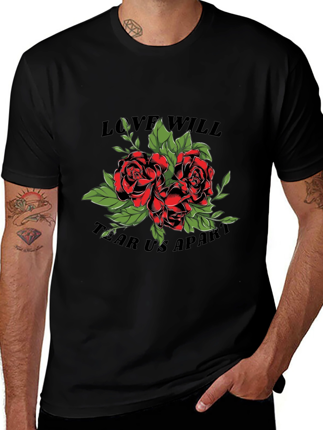Love Will Tear Us Apart Rose Graphic T-Shirt