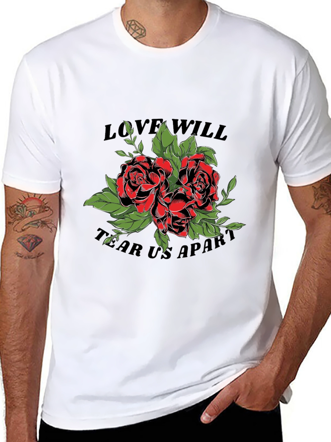 Love Will Tear Us Apart Rose Graphic T-Shirt