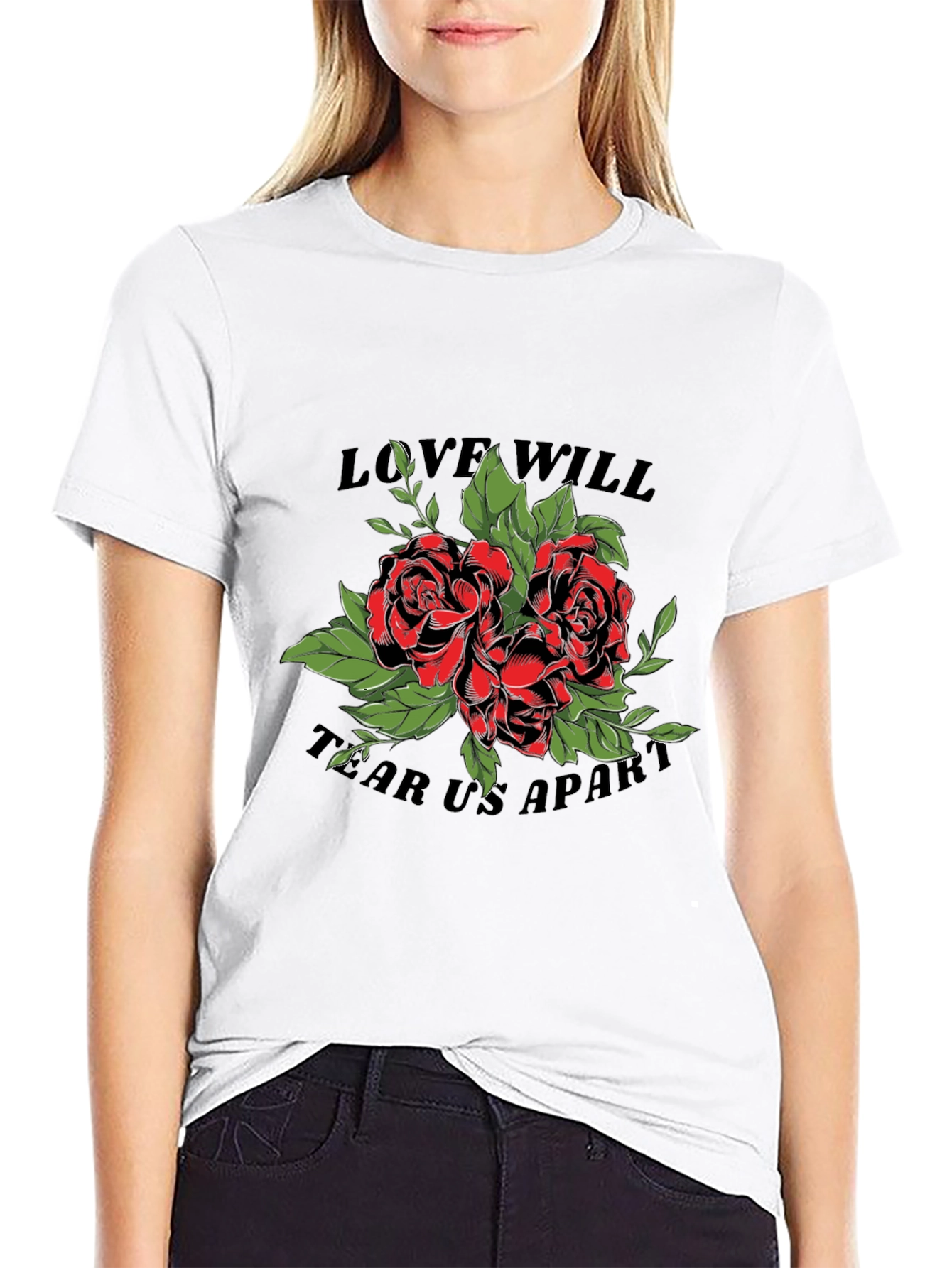Love Will Tear Us Apart Rose Graphic T-Shirt