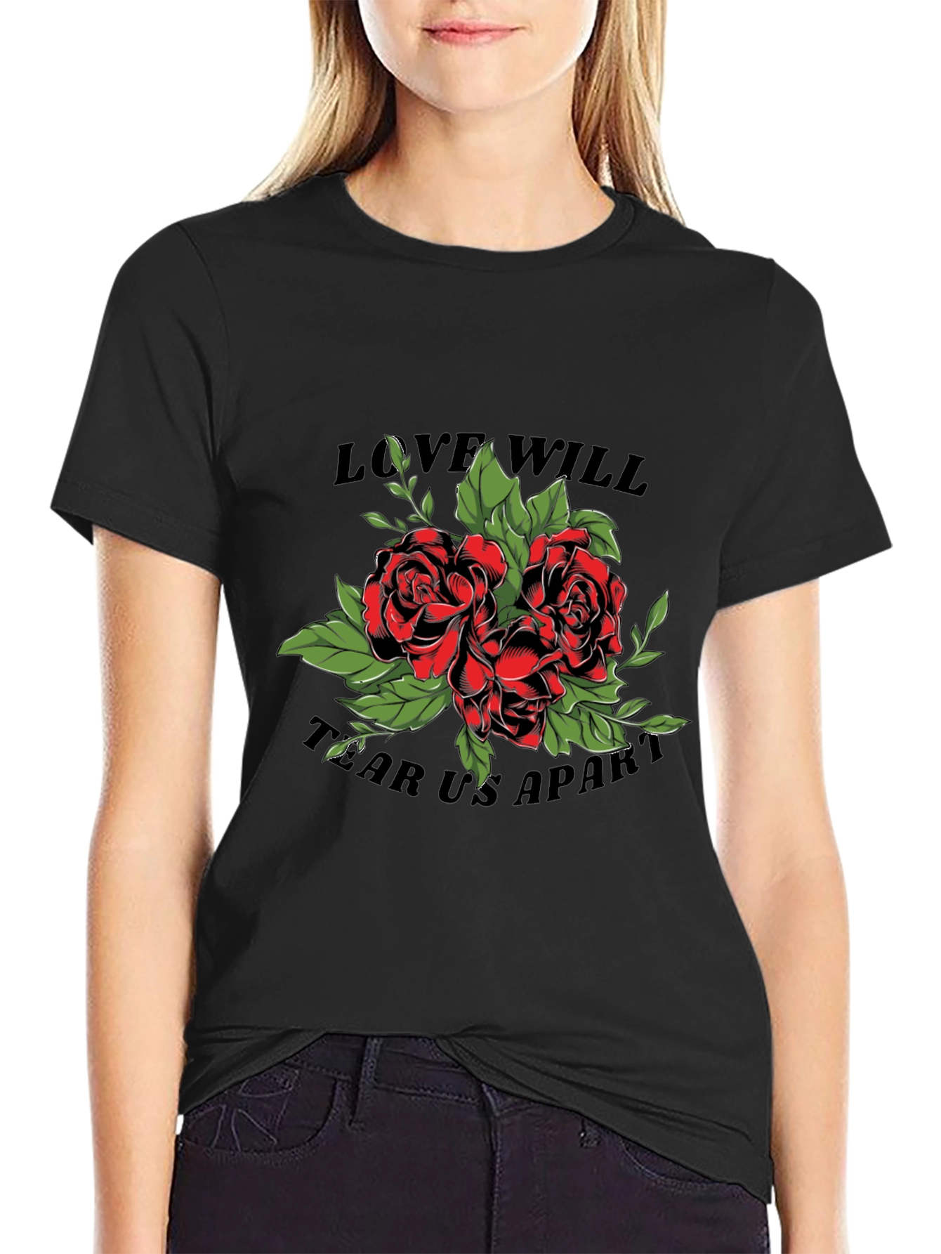 Love Will Tear Us Apart Rose Graphic T-Shirt