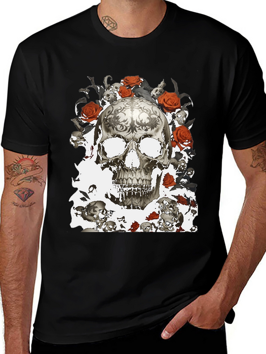 Skull & Roses Graphic T-Shirt - Gothic Style