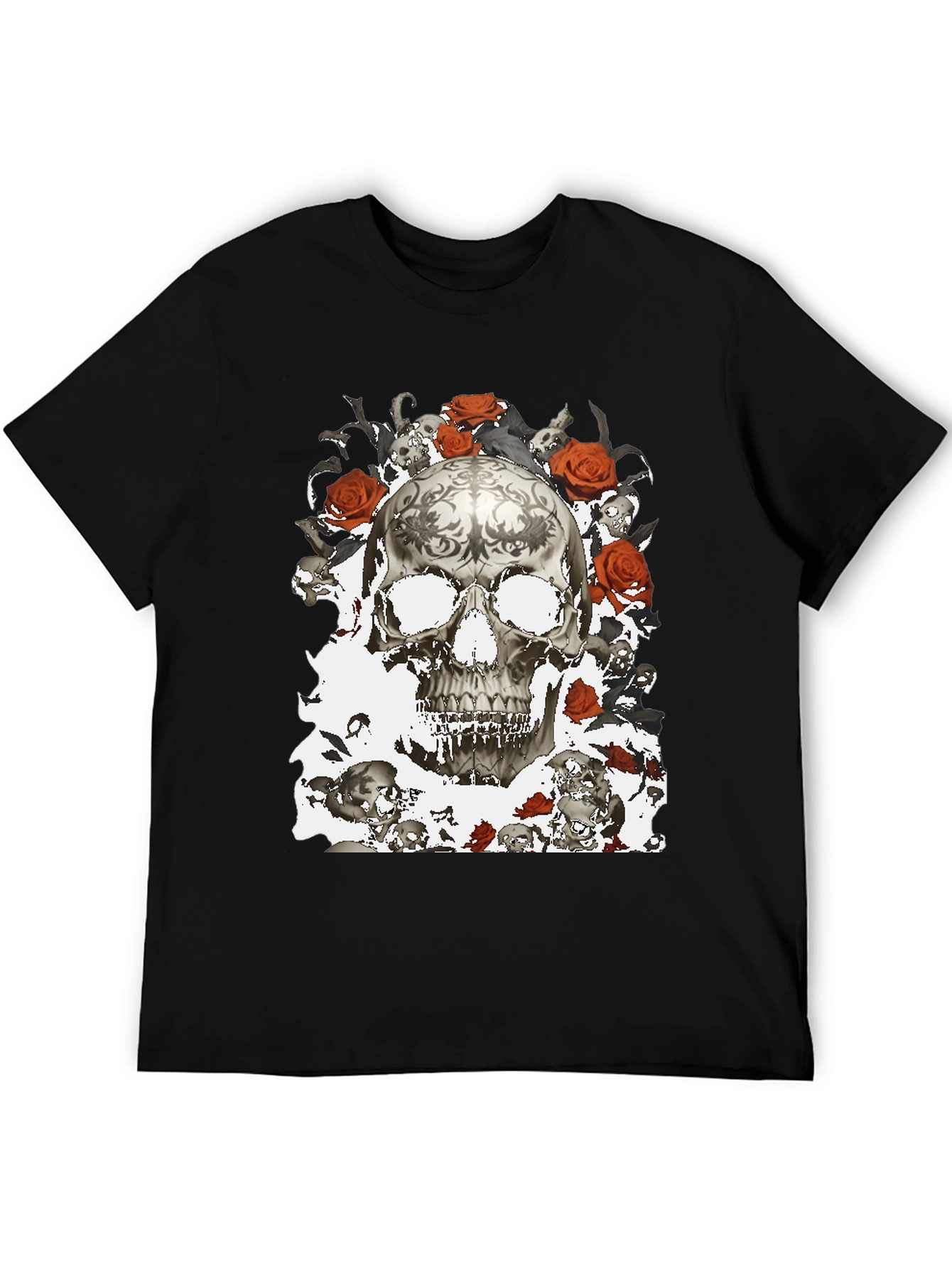 Skull & Roses Graphic T-Shirt - Gothic Style