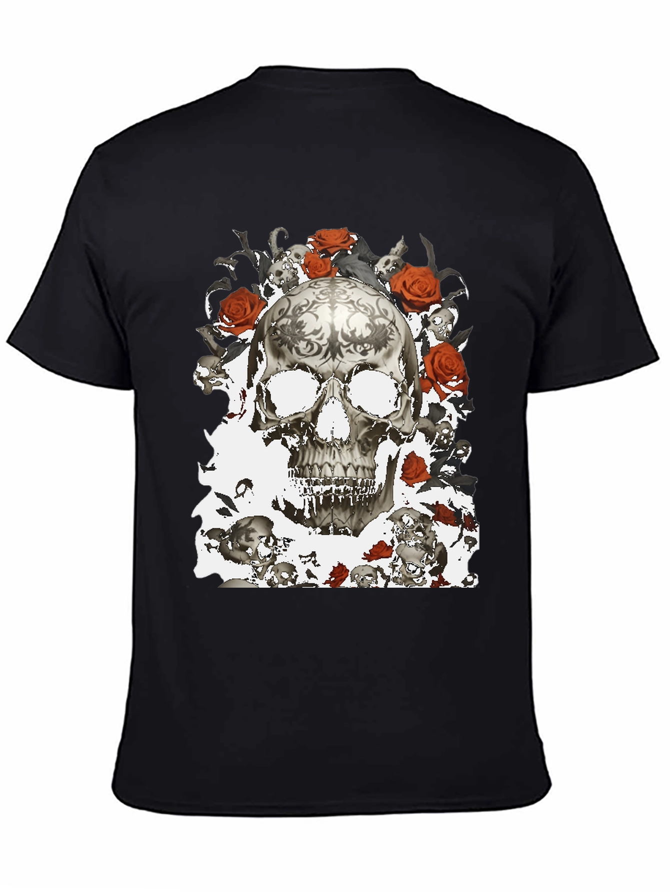 Skull & Roses Graphic T-Shirt - Gothic Style