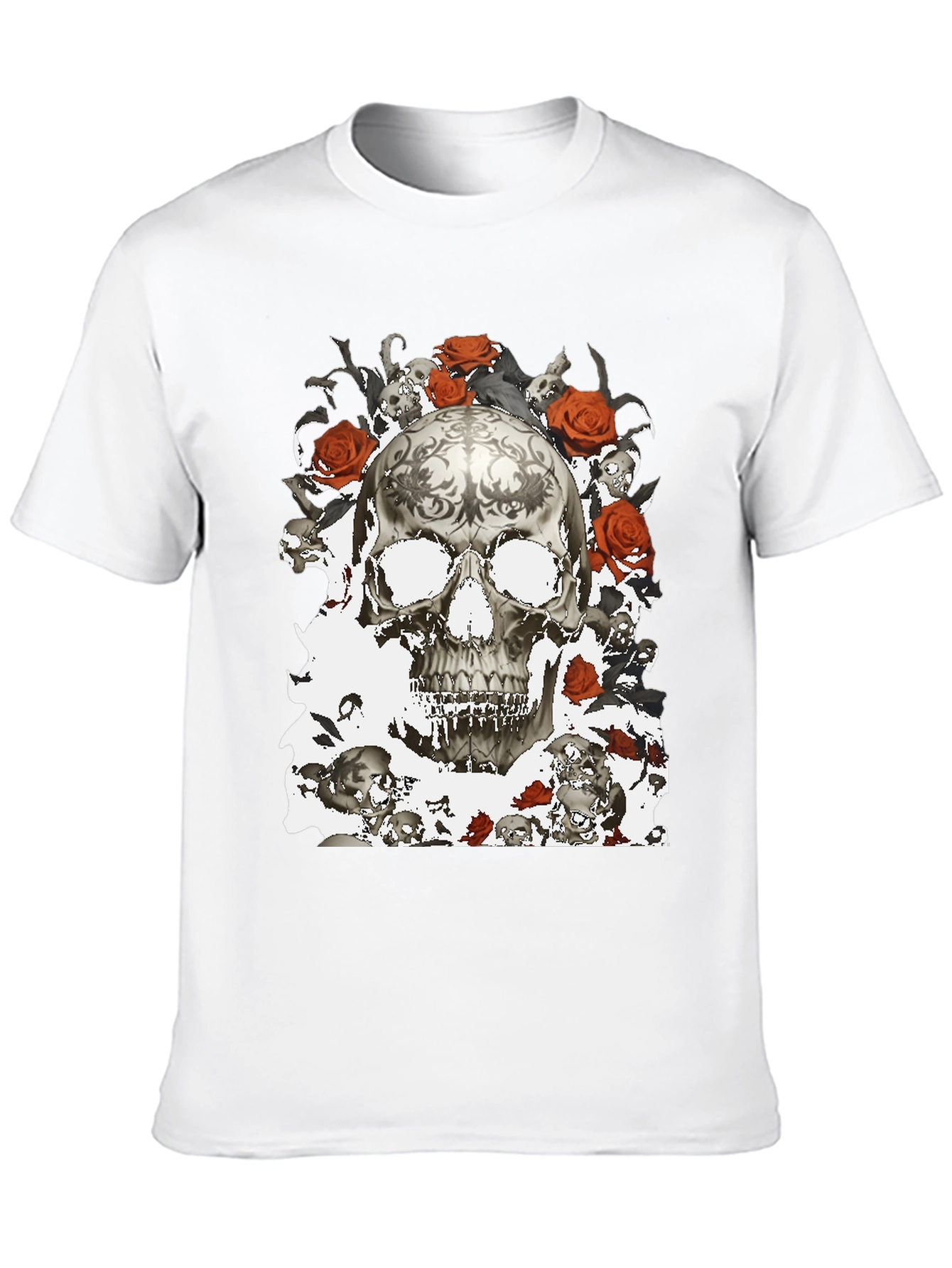 Skull & Roses Graphic T-Shirt - Gothic Style