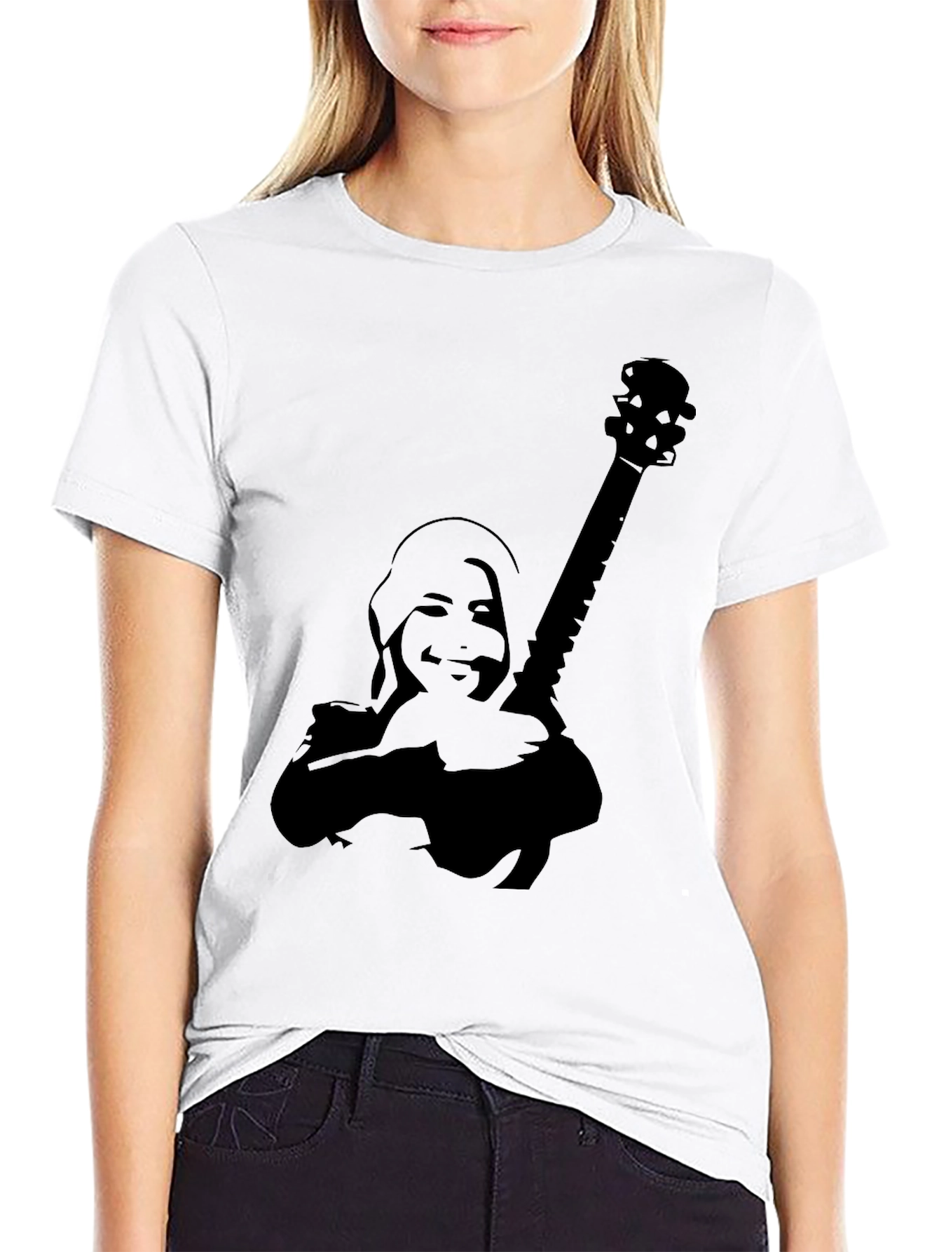 Silhouette Guitar Player Graphic Tee - Black