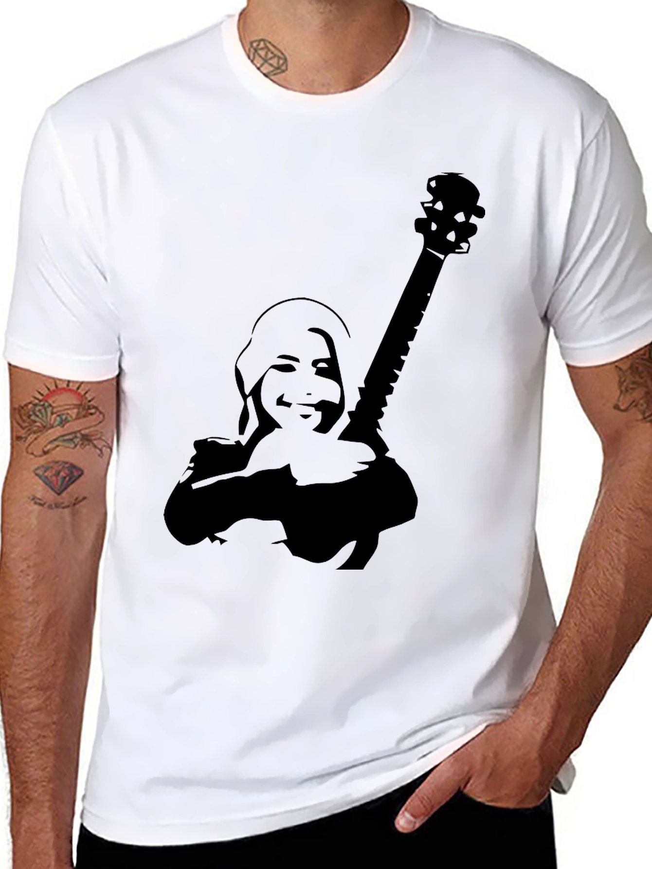 Silhouette Guitar Player Graphic Tee - Black