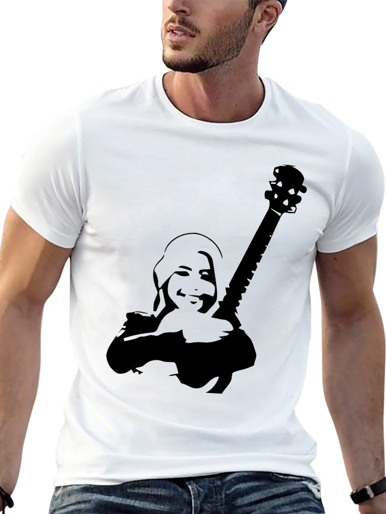 Silhouette Guitar Player Graphic Tee - Black