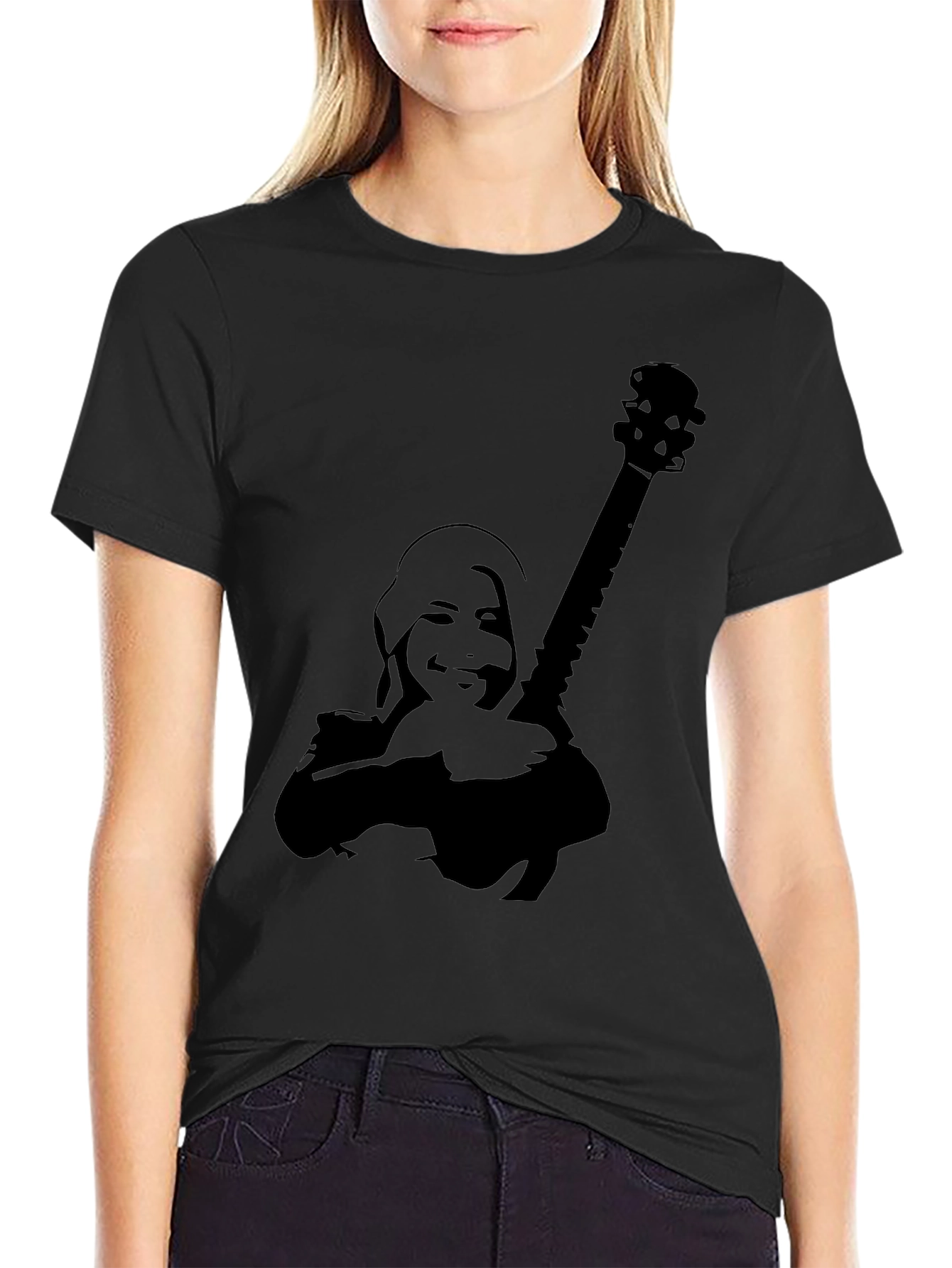 Silhouette Guitar Player Graphic Tee - Black