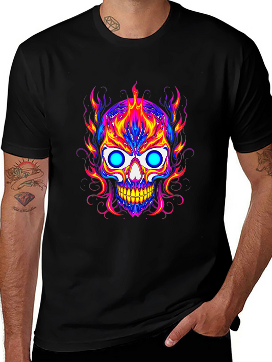Vibrant Skull Graphic Tee - Mens Black T-Shirt
