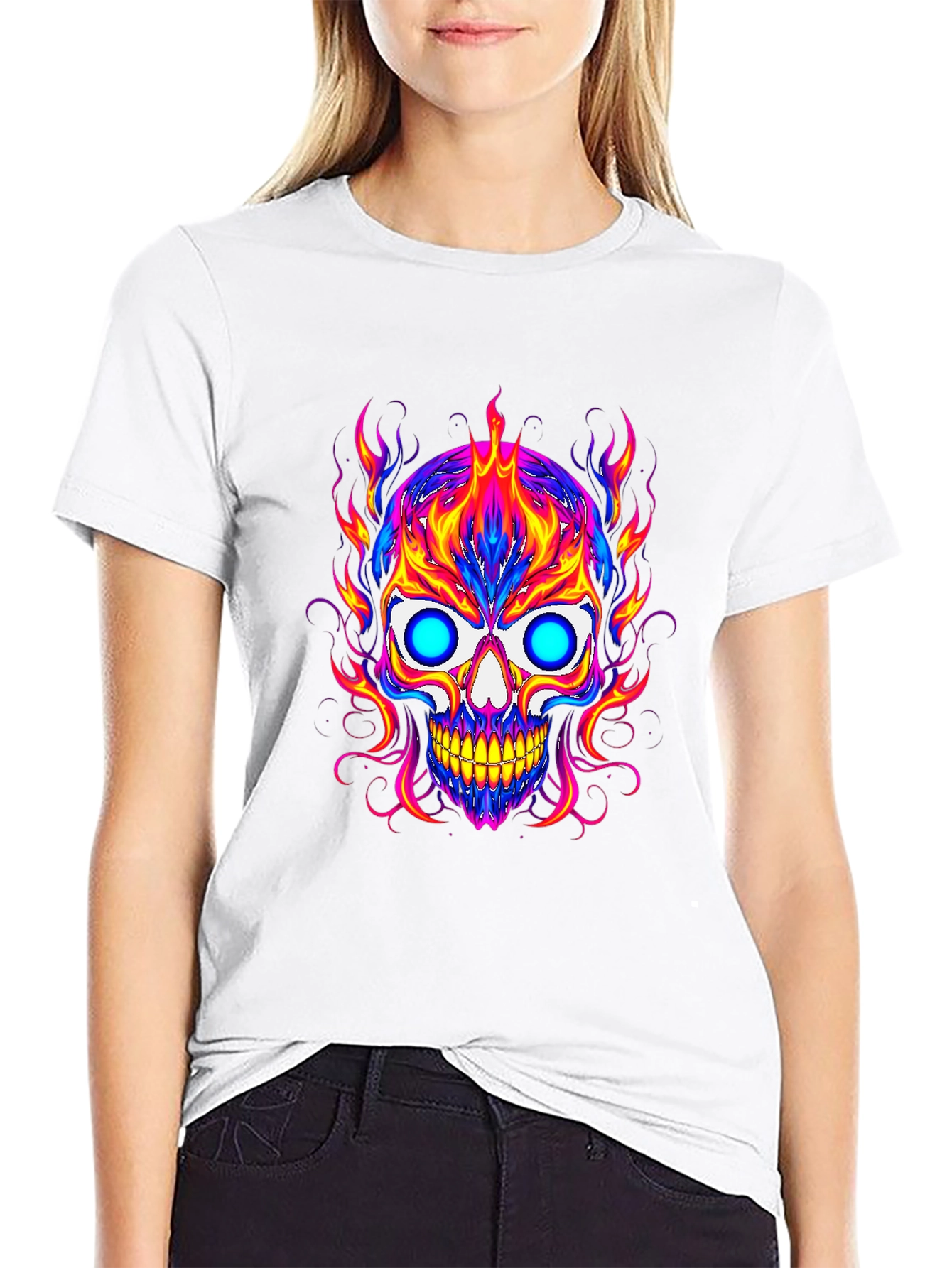 Vibrant Skull Graphic Tee - Mens Black T-Shirt