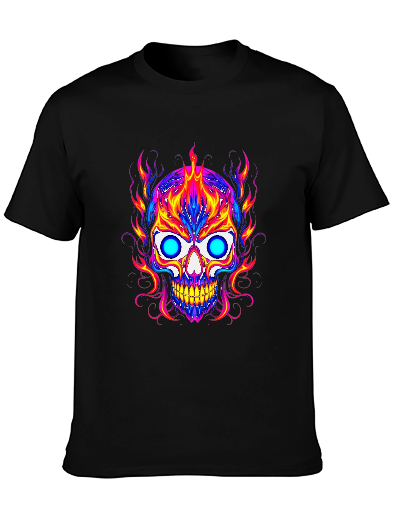 Vibrant Skull Graphic Tee - Mens Black T-Shirt