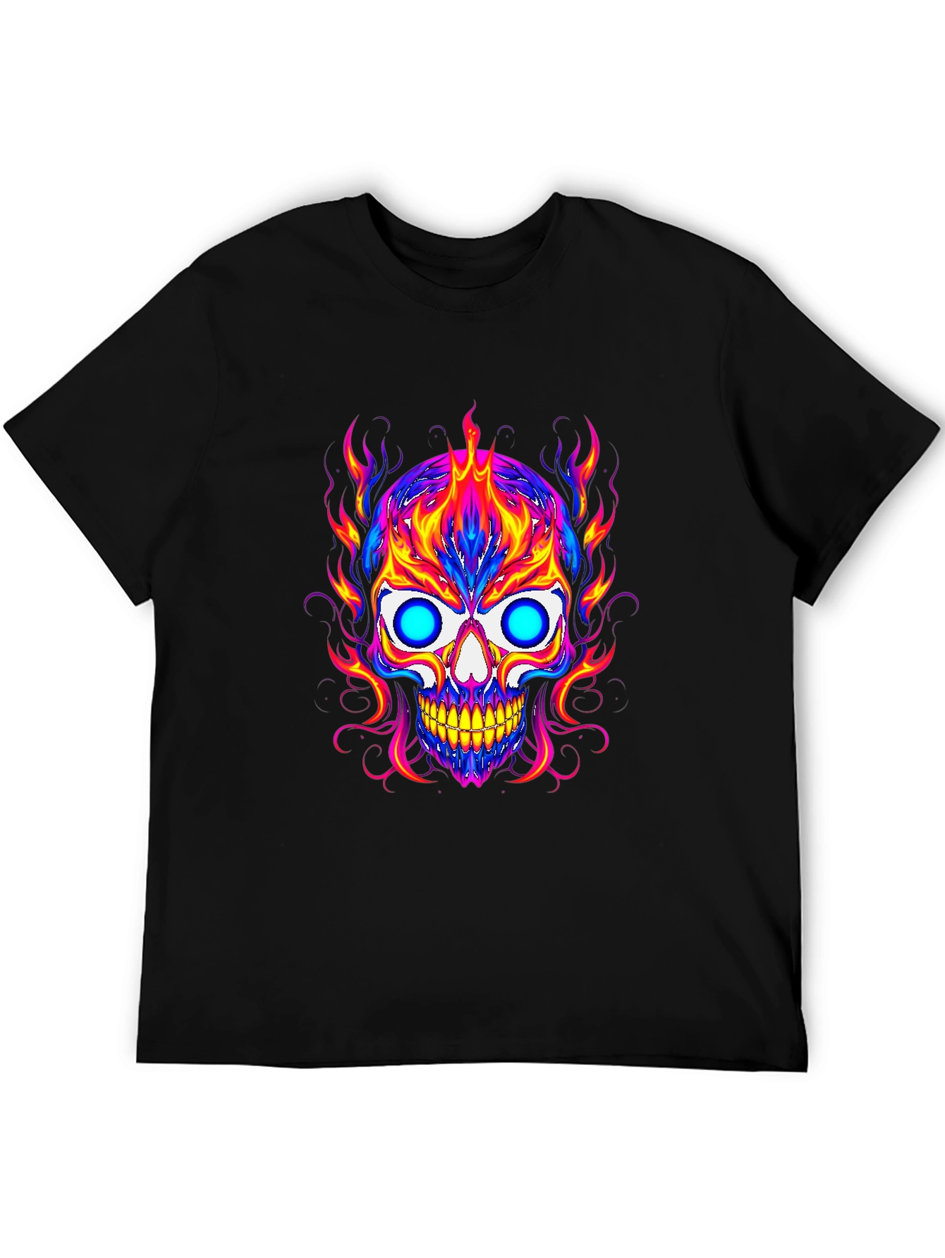 Vibrant Skull Graphic Tee - Mens Black T-Shirt